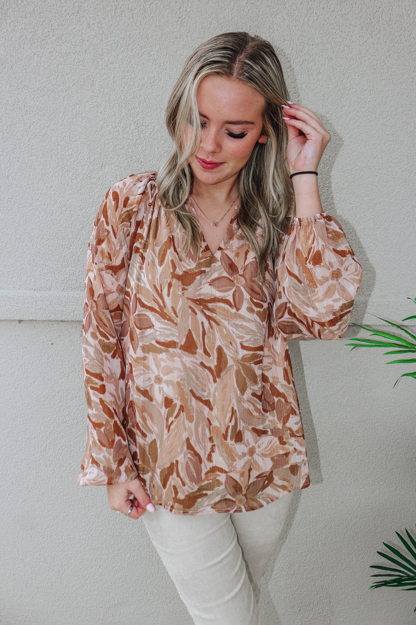 Lover Of Floral Mocha Blouse