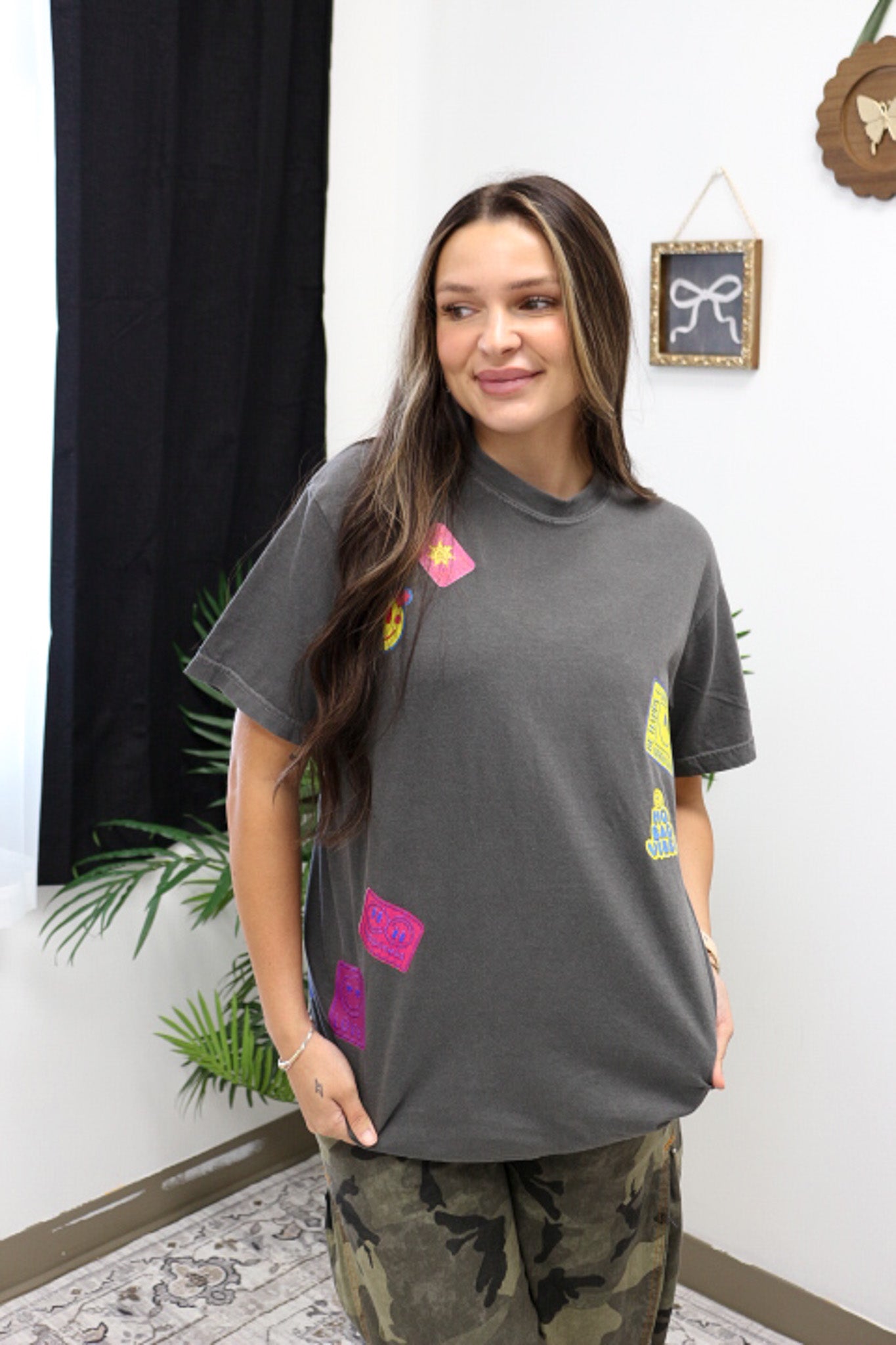 Random Things Patchwork Pepper Grey Graphic tee