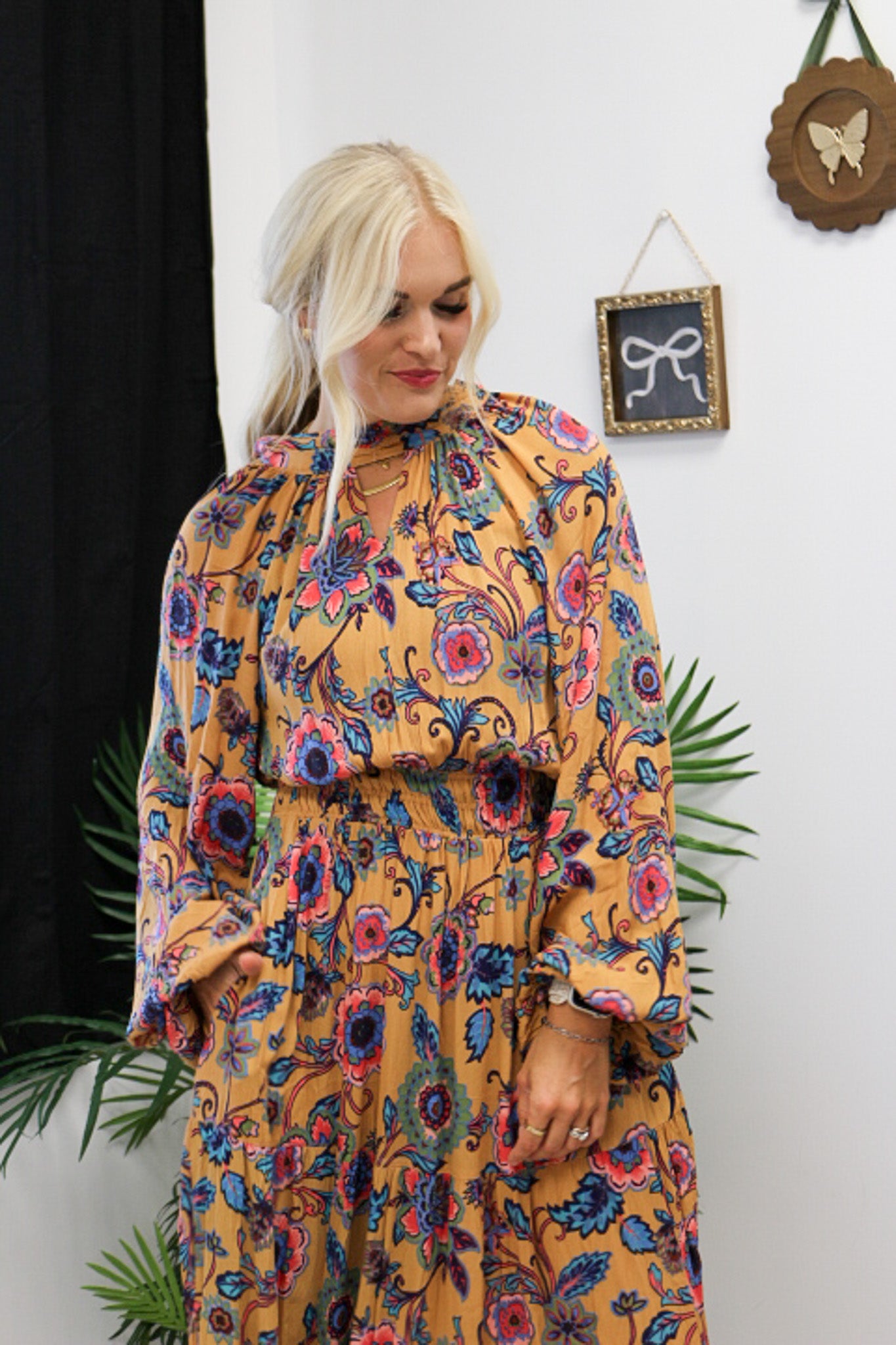 Fields Of Gold Mustard Floral Maxi Dress