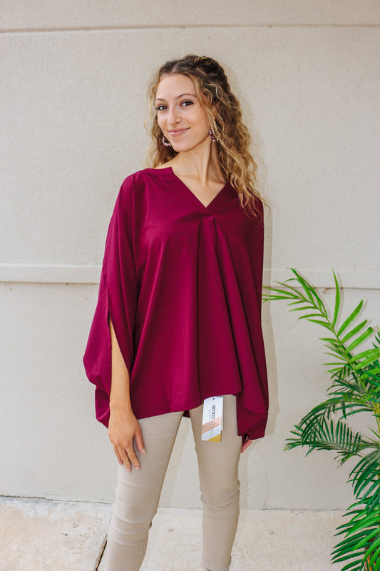 No Time For Breaks Wine Blouse