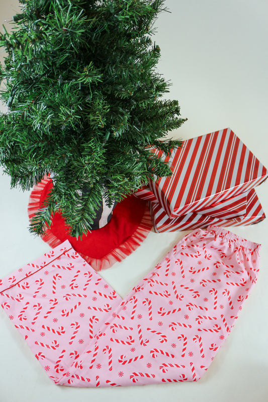 Pink Candy Cane Christmas PJ Pants