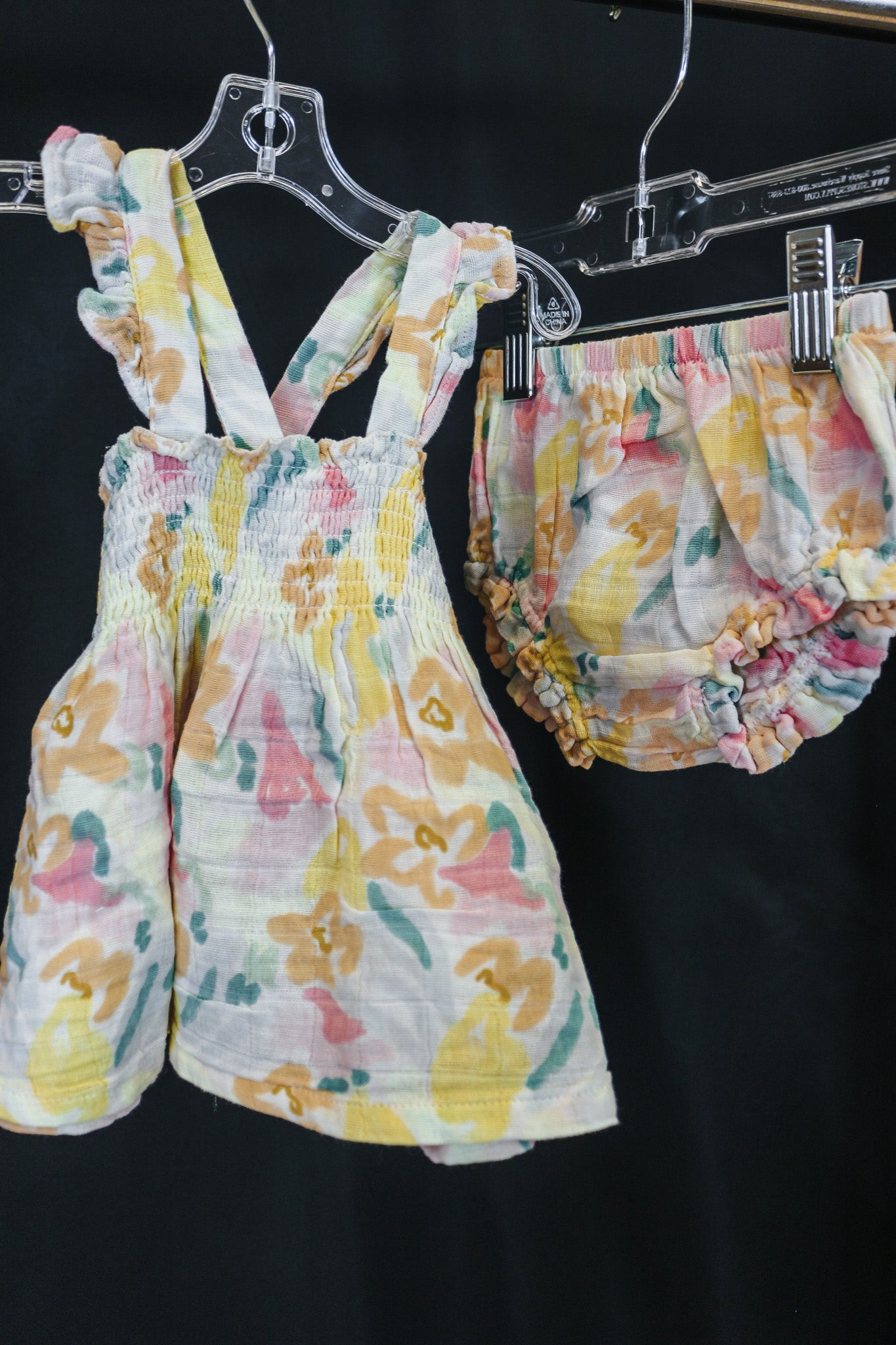 Ruffle Strap Smocked Top & Diaper Cover - 2 Colors