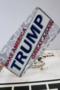 Decorative license plates in camo turkey, farm, and patriotic novelty designs