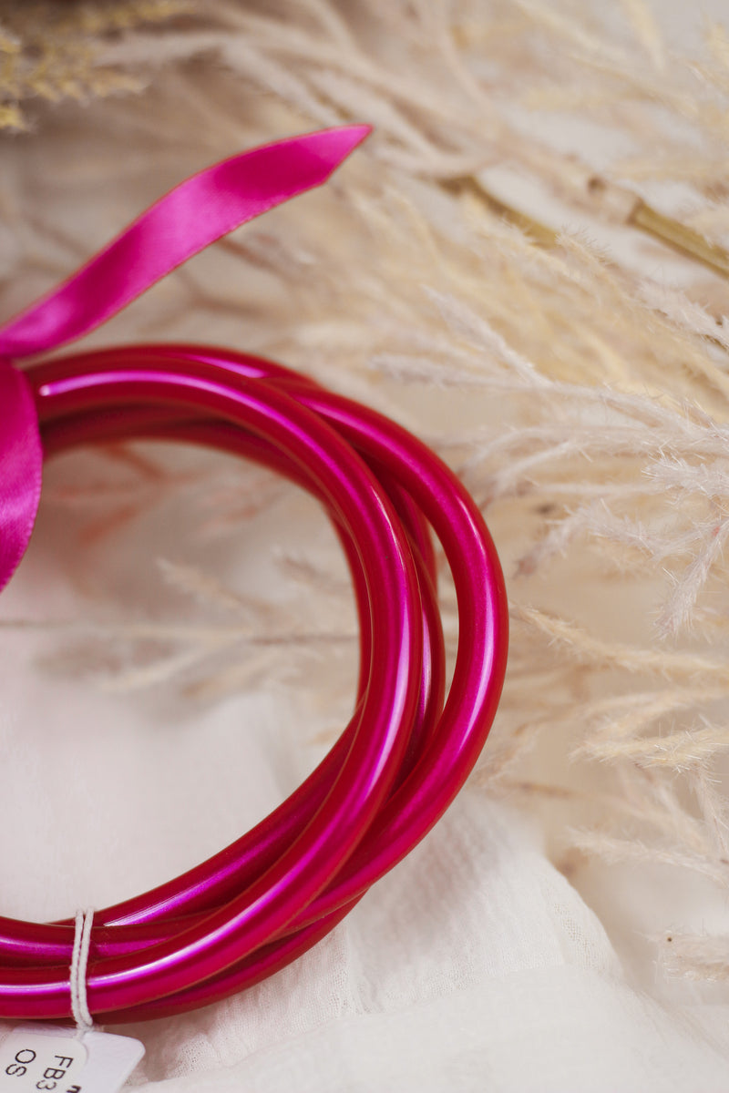 Fuchsia Pink Jelly Bangle Bracelets