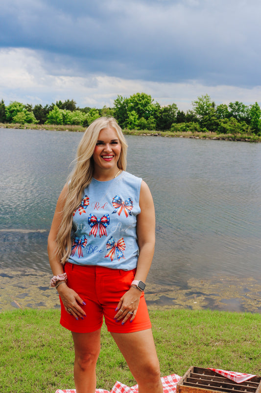 Red White Blue Bow Tank Top