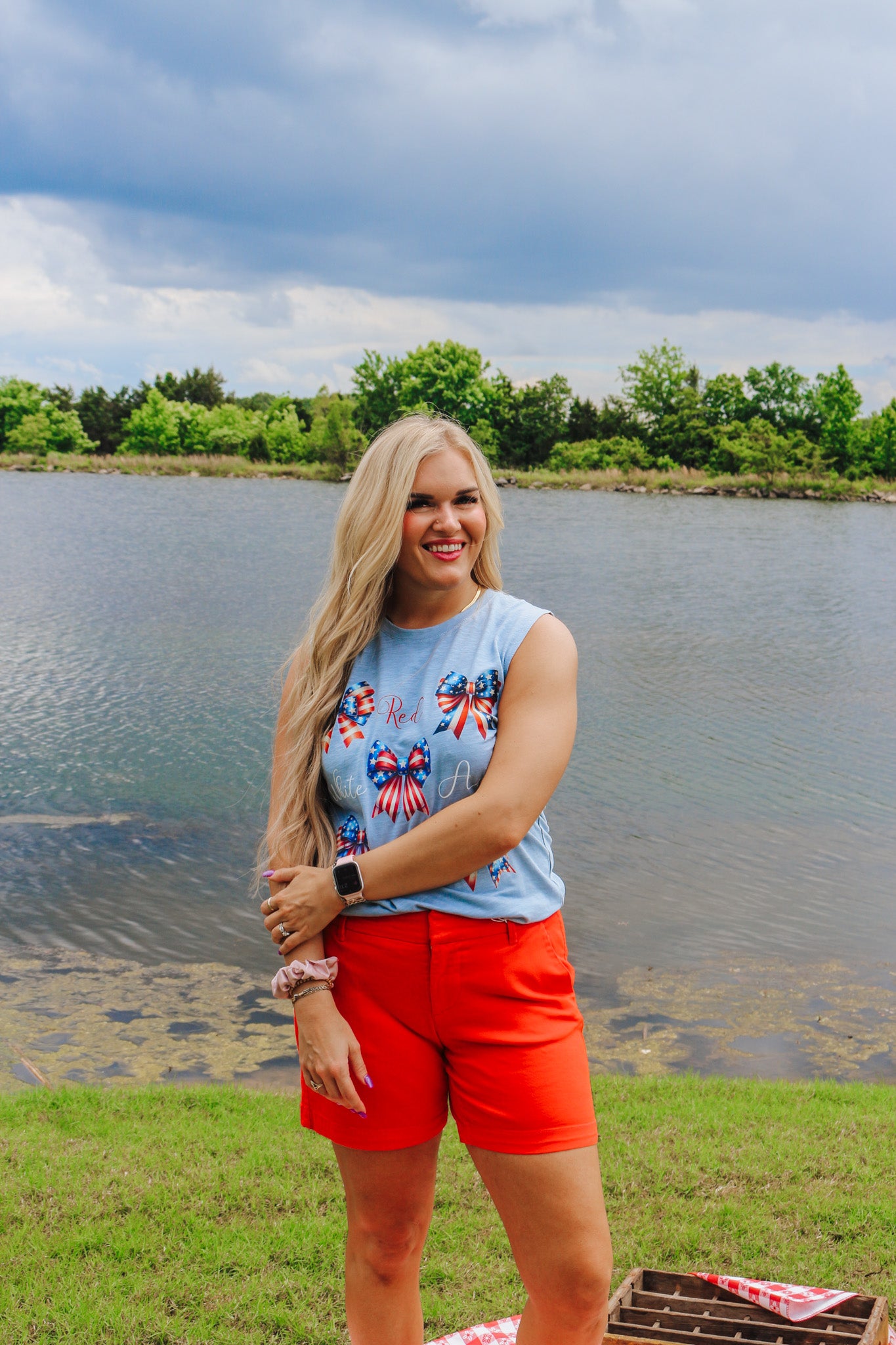 Red White Blue Bow Tank Top