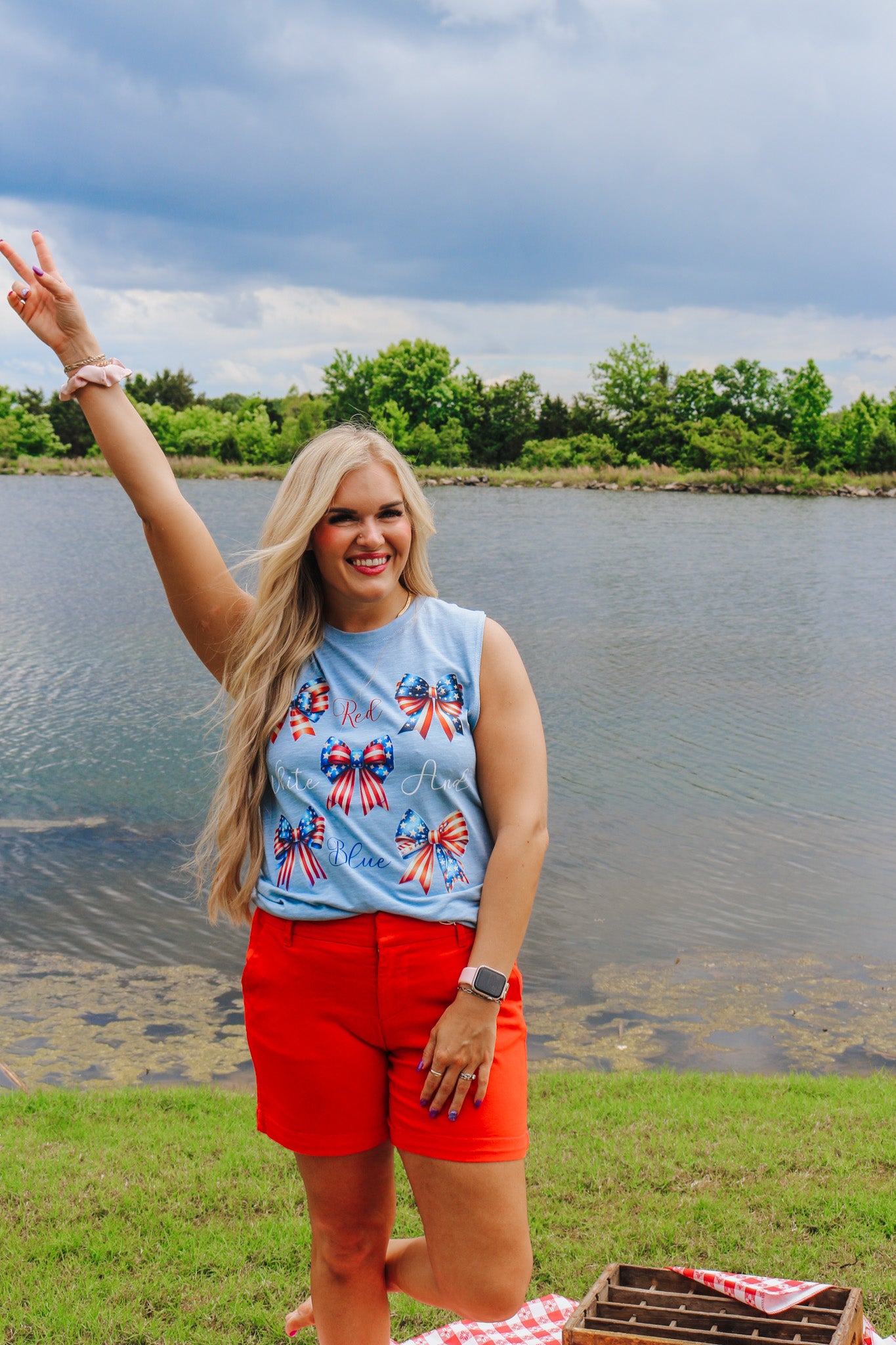 Red White Blue Bow Tank Top