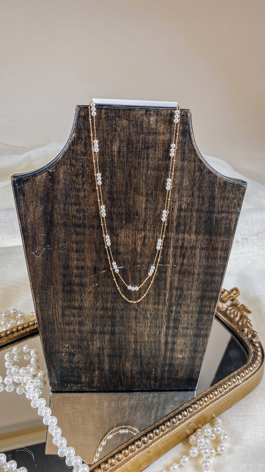 Gold Pearl Layered Necklace