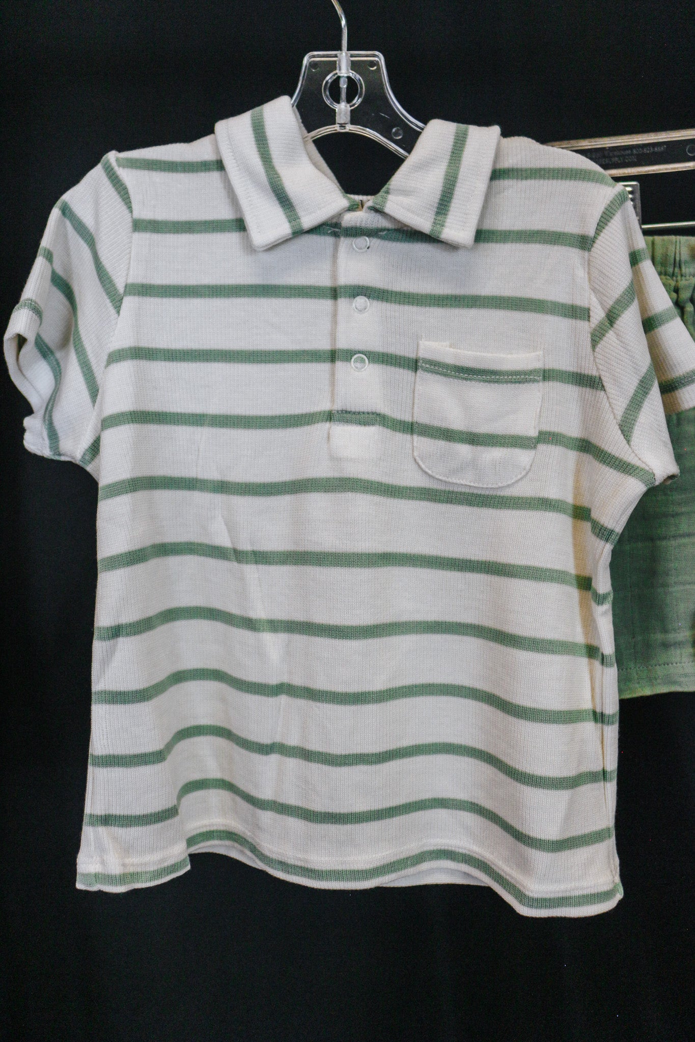 Sage Green Stripe Polo & Short Set