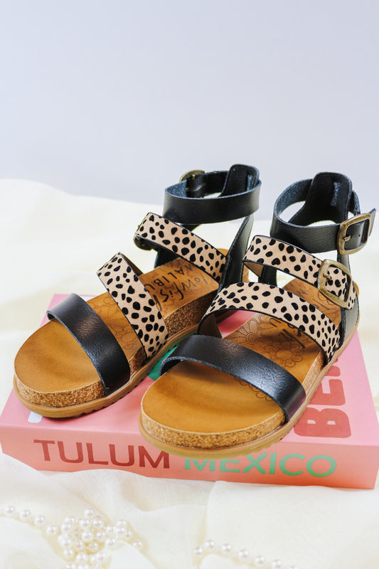 Fancy Black Leopard Blowfish Sandal