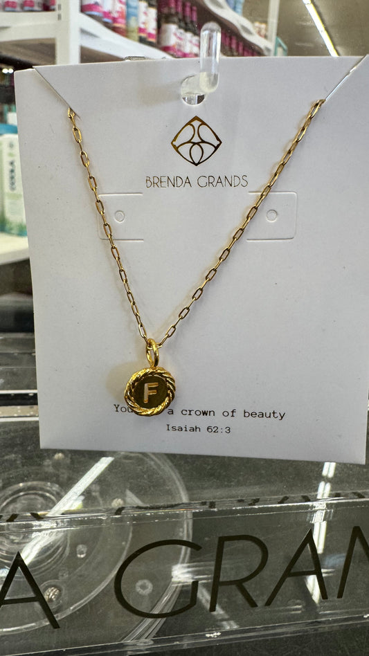 Gold Sealed With Love Initial Necklace, F - Water Resistant