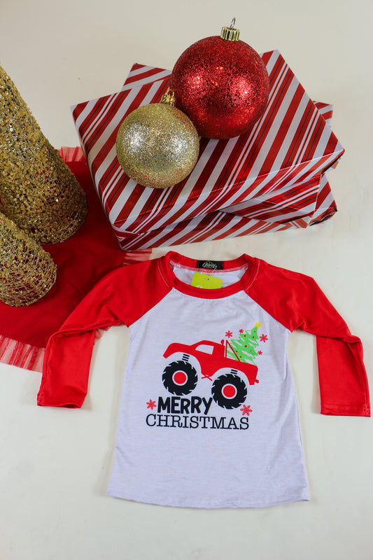 Merry Christmas Truck Boys Tee