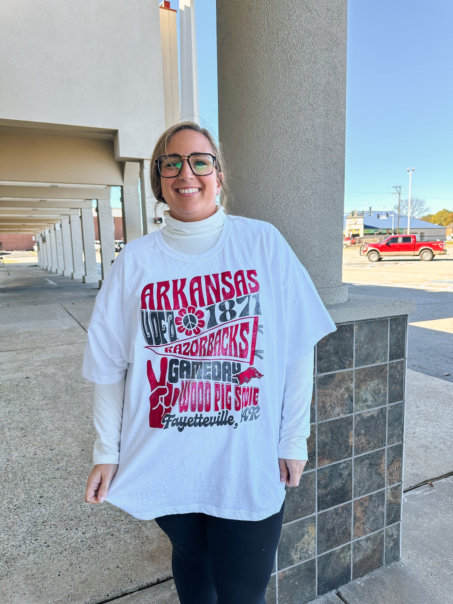 White Arkansas Razorback Meadow Graphic Tee