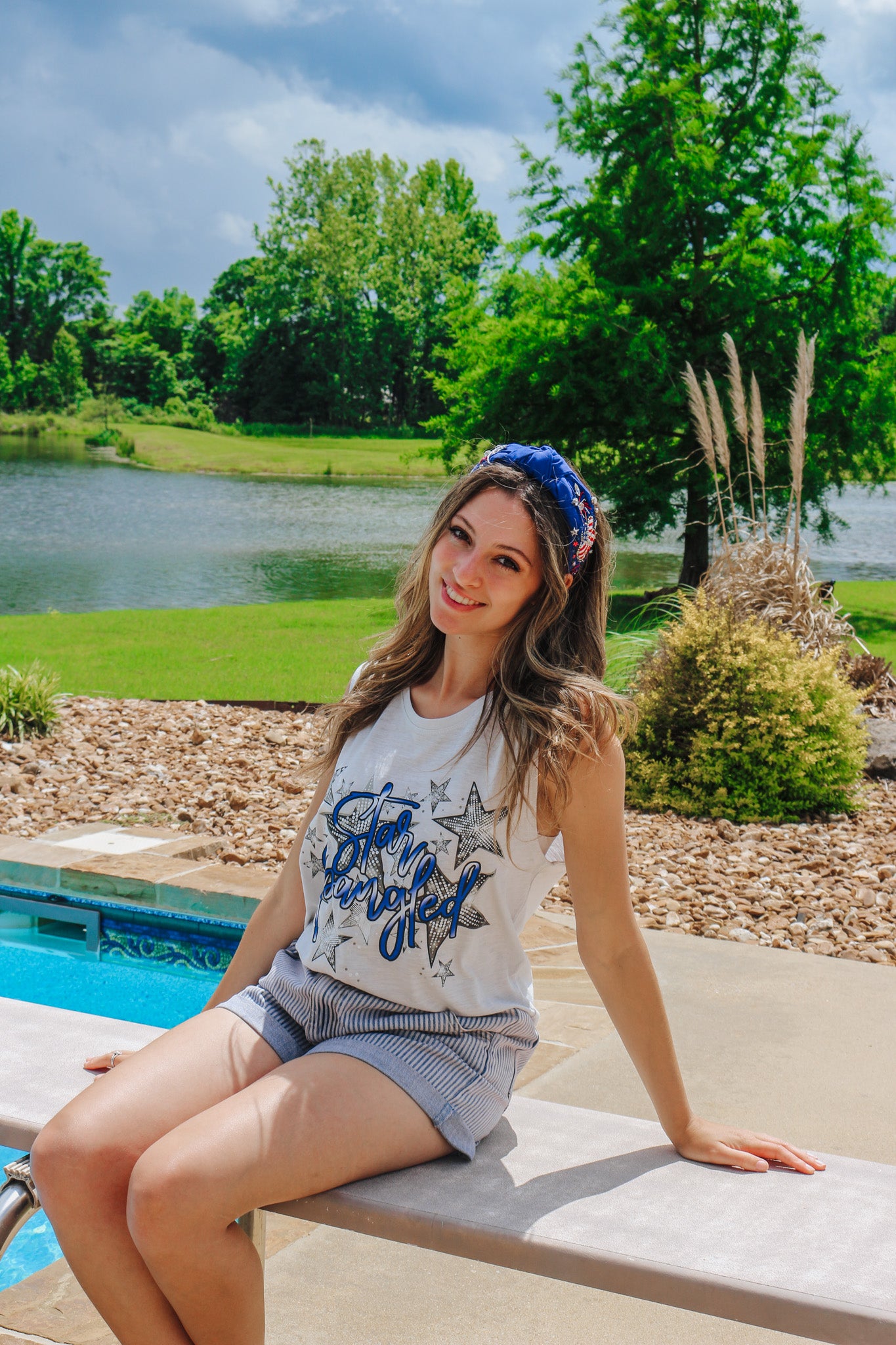 Star Spangled Grey Blue Tank Top