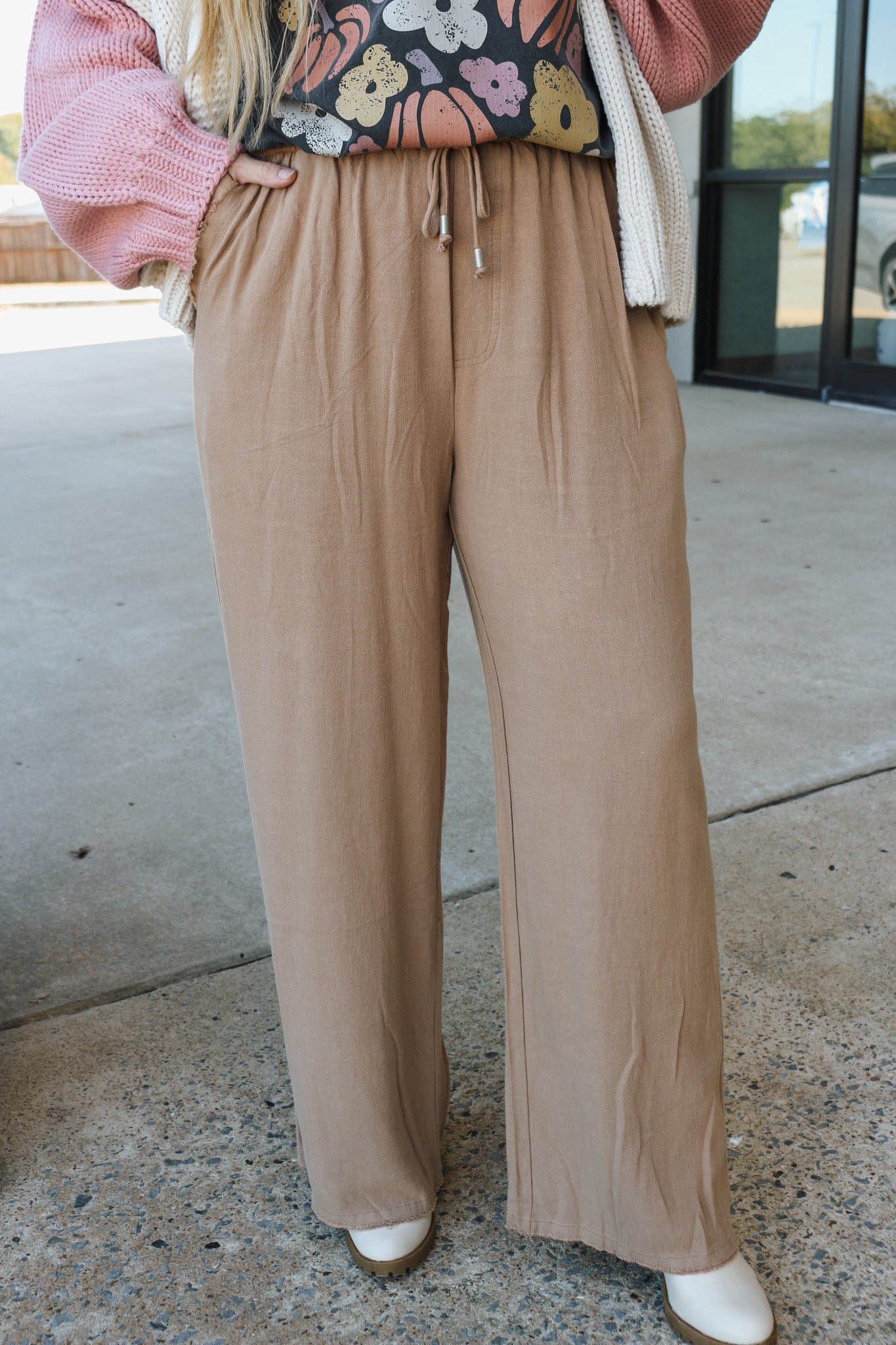 On The Fray Taupe Linen Pants