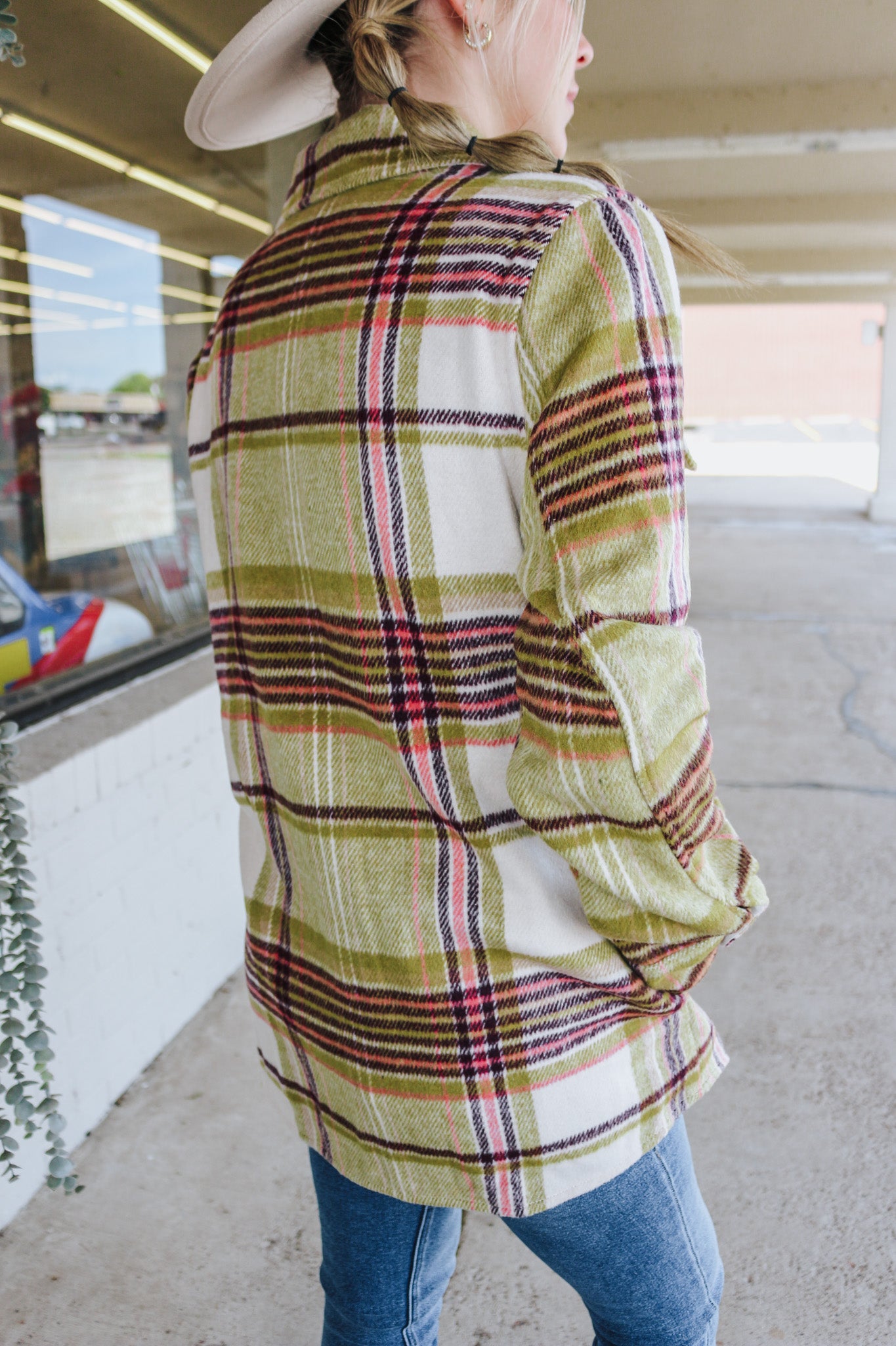 Tribal Cozy On Up Green Plaid Shacket
