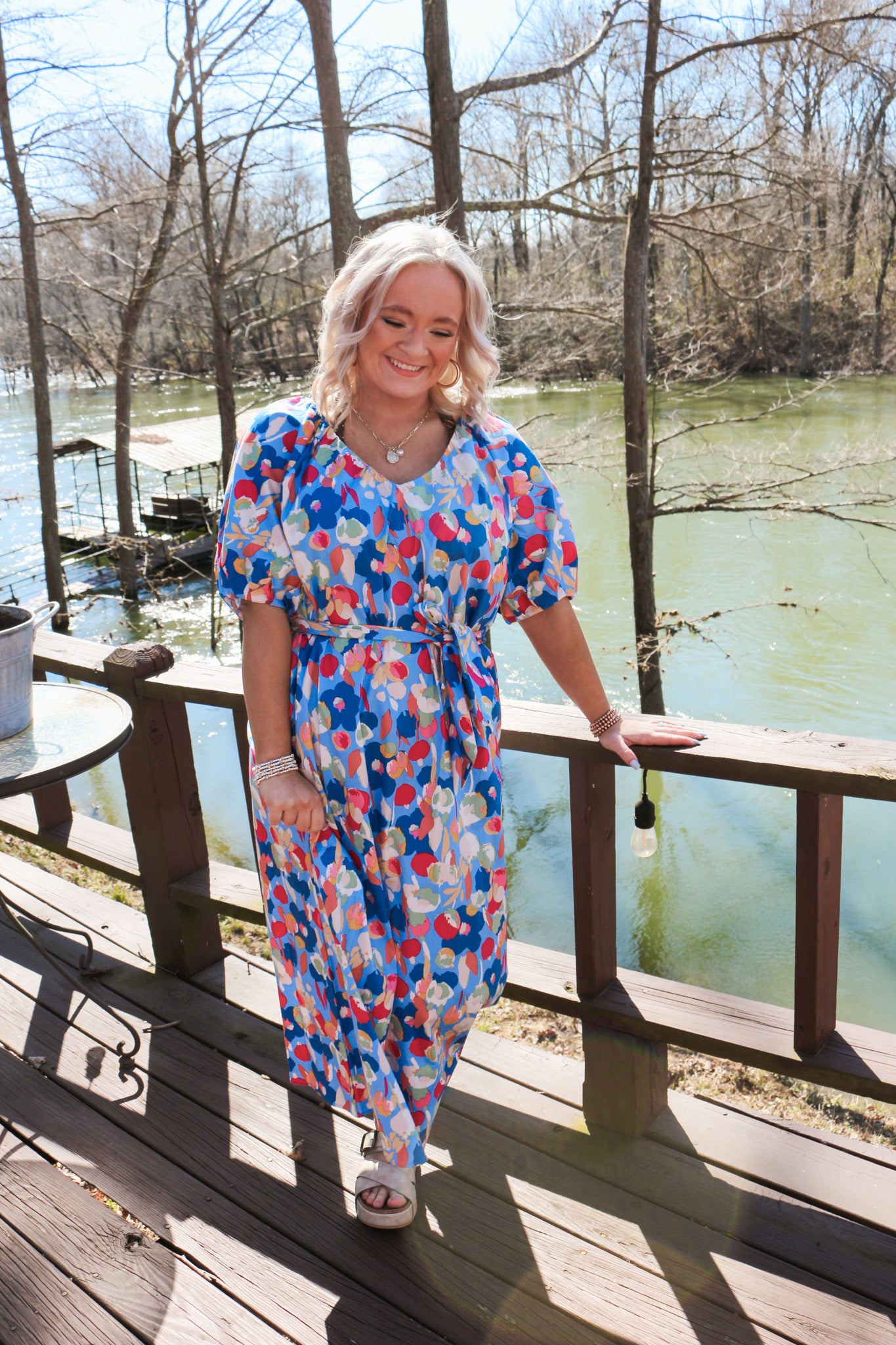 Eternal Bloom Ocean Blue Floral Midi Dress