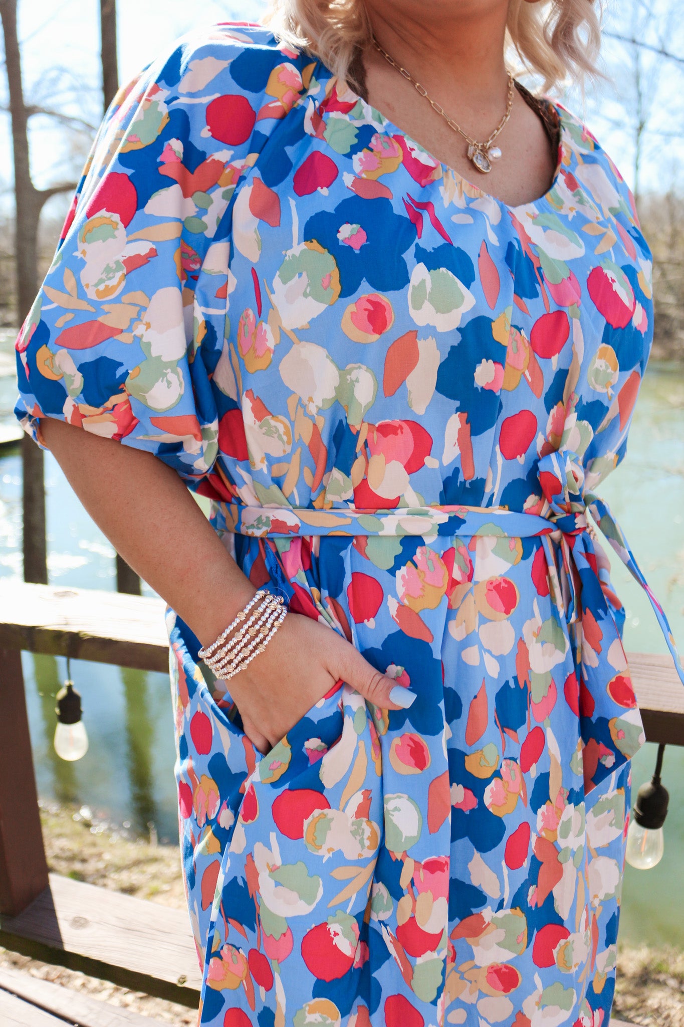 Eternal Bloom Ocean Blue Floral Midi Dress