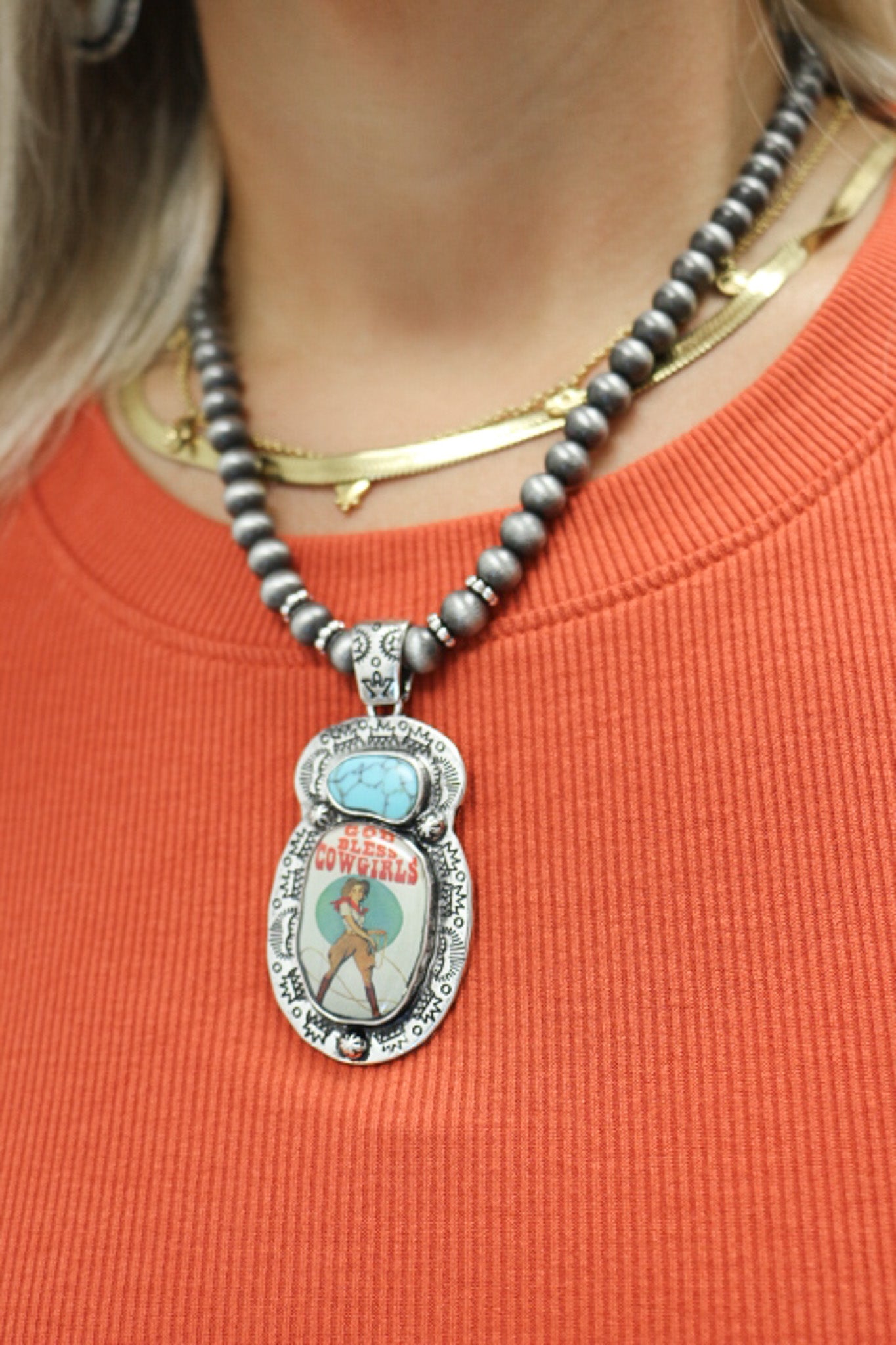 God Bless Cowgirls Necklace & Earring Set