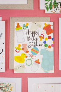 Happy Baby Shower White Greeting Card