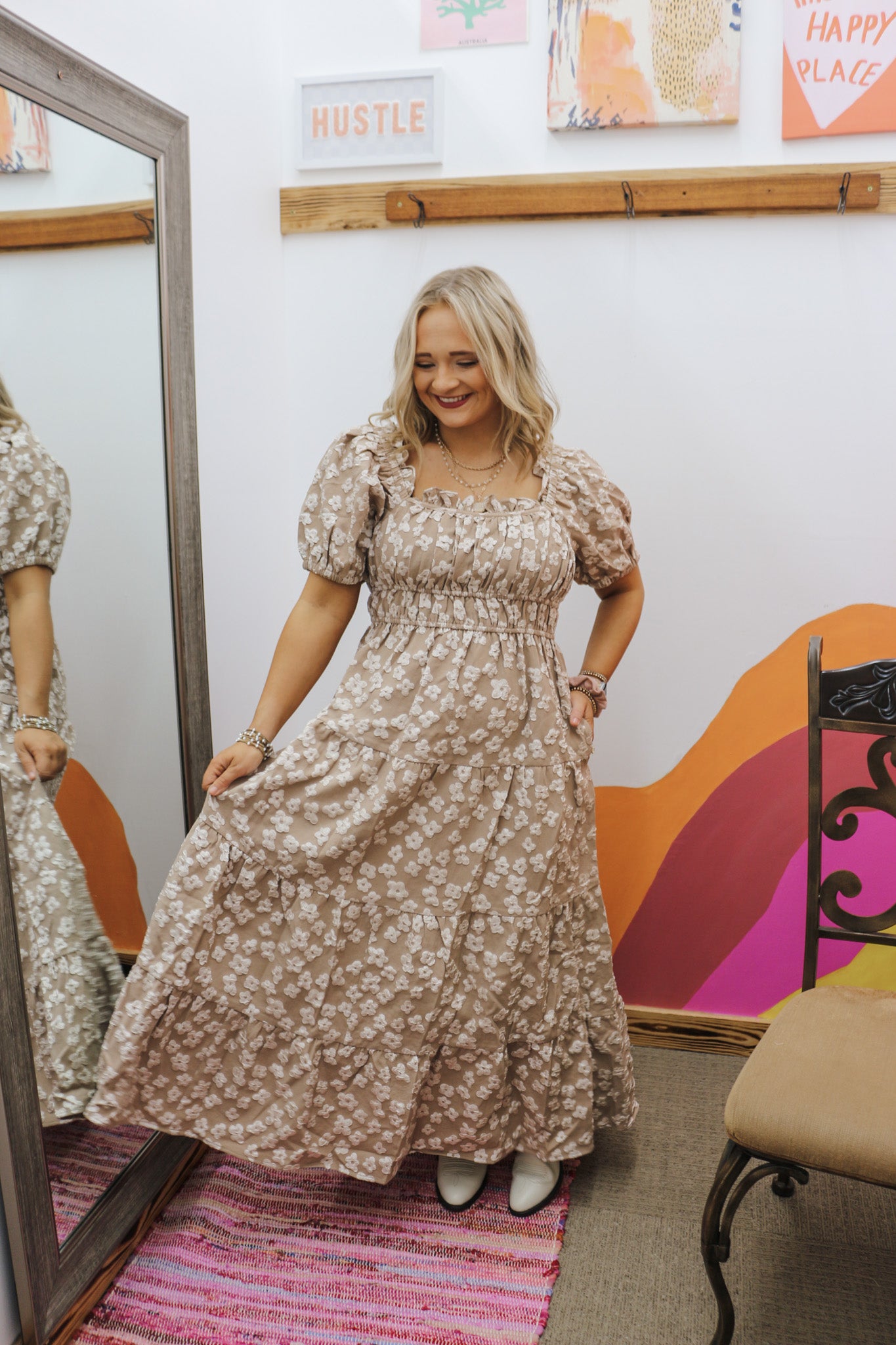 Garden Of Grace Taupe Floral Maxi Dress