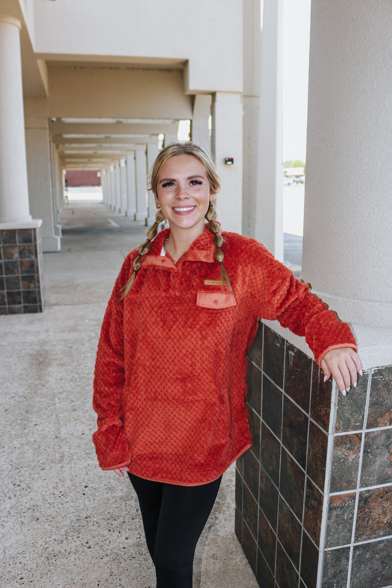 Simply Southern Spice Red Sherpa Pullover