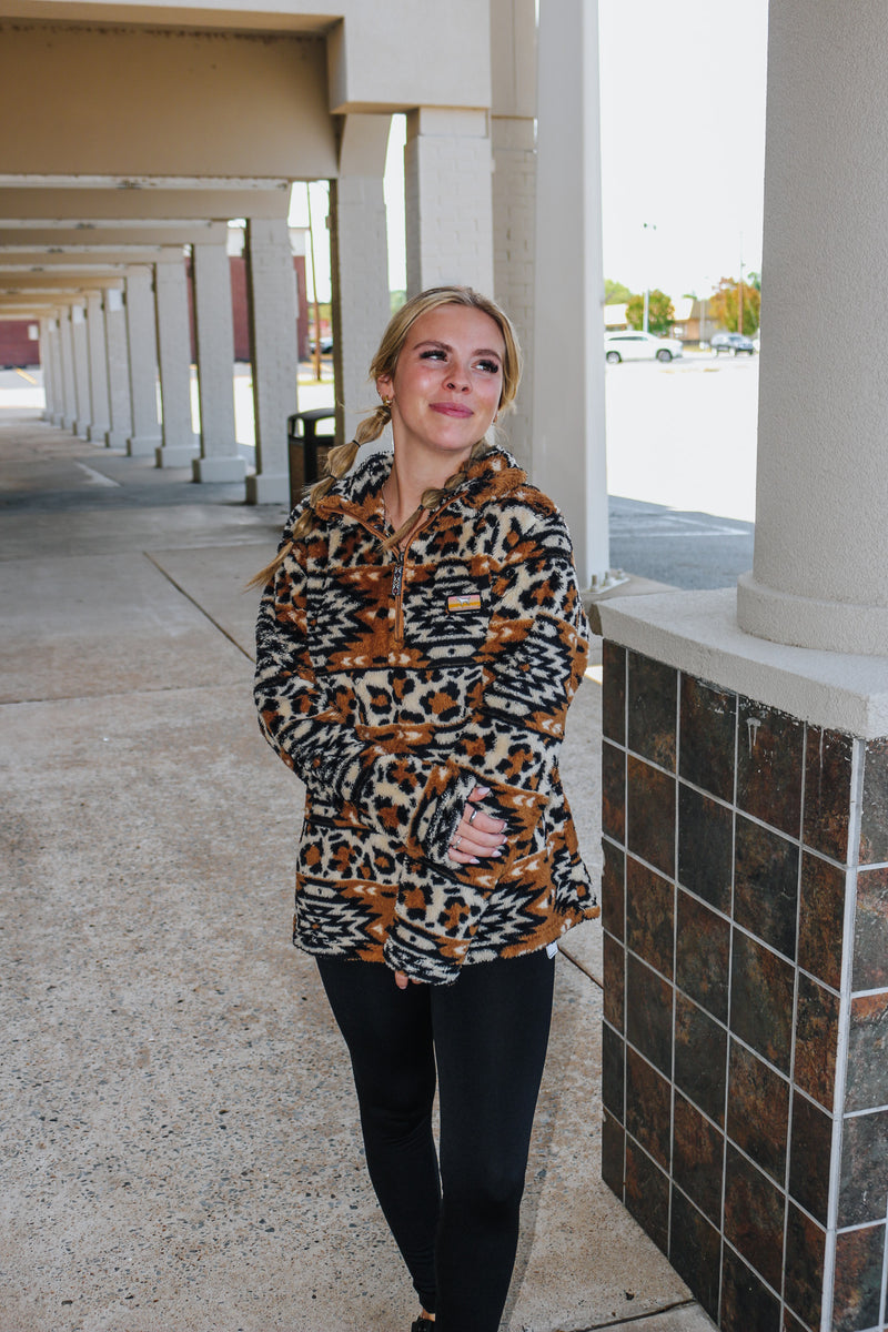 Simply Southern Aztec Leo Sherpa Pullover