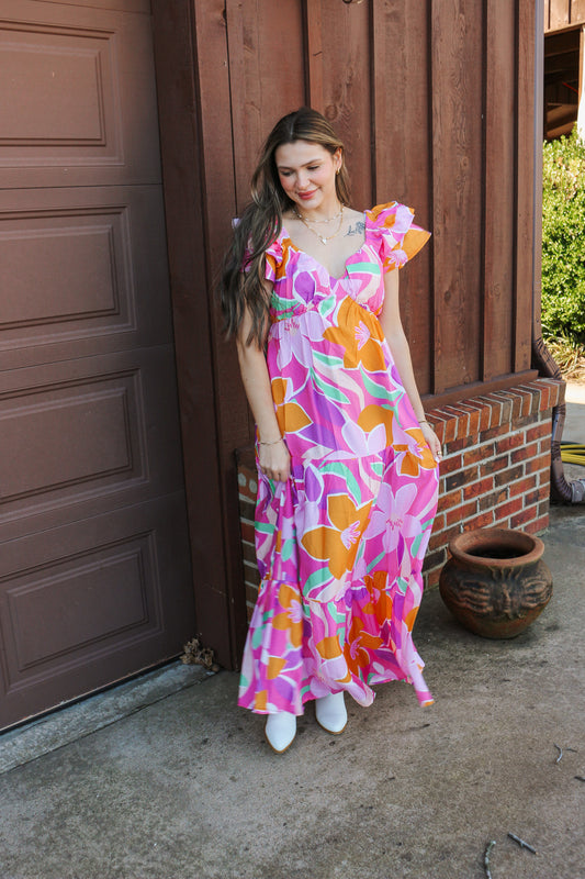 Enjoy The Little Things Hot Pink Floral Maxi Dress