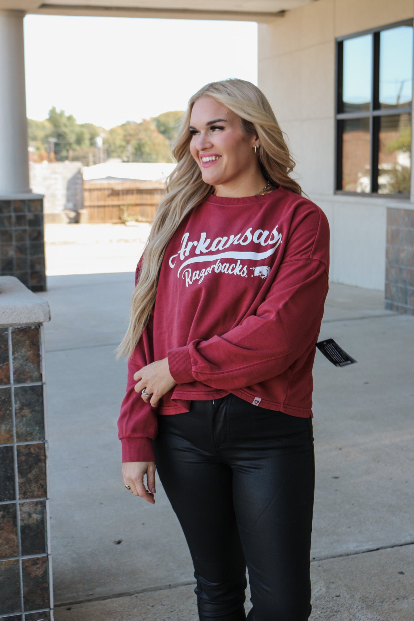 Red Arkansas Razorback Crop Sweatshirt