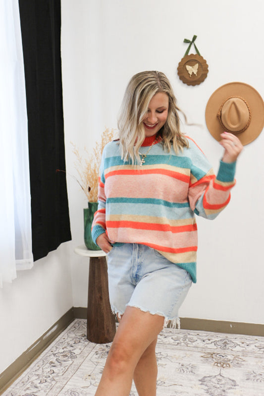 Sylas Blue Multi Striped Sweater By Mud Pie
