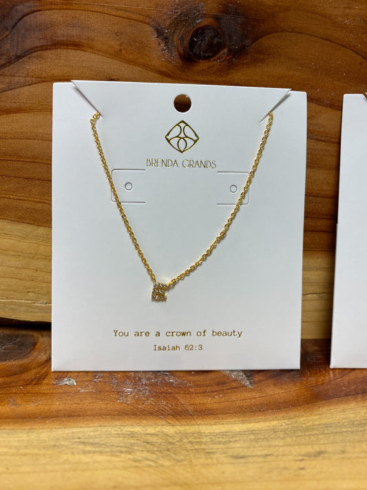 Shiny E Initial Gold Necklace