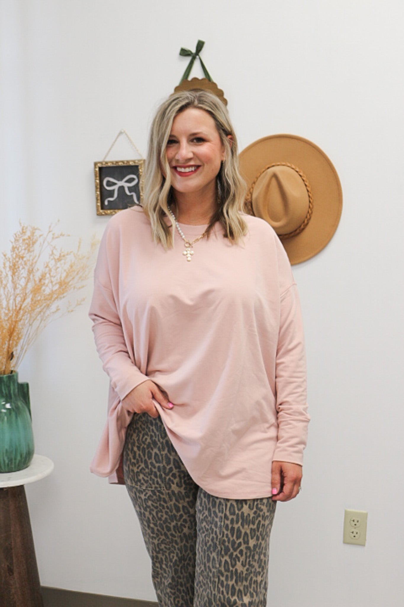 Mud Pie Libba swing hem top, shown in one of three available colors