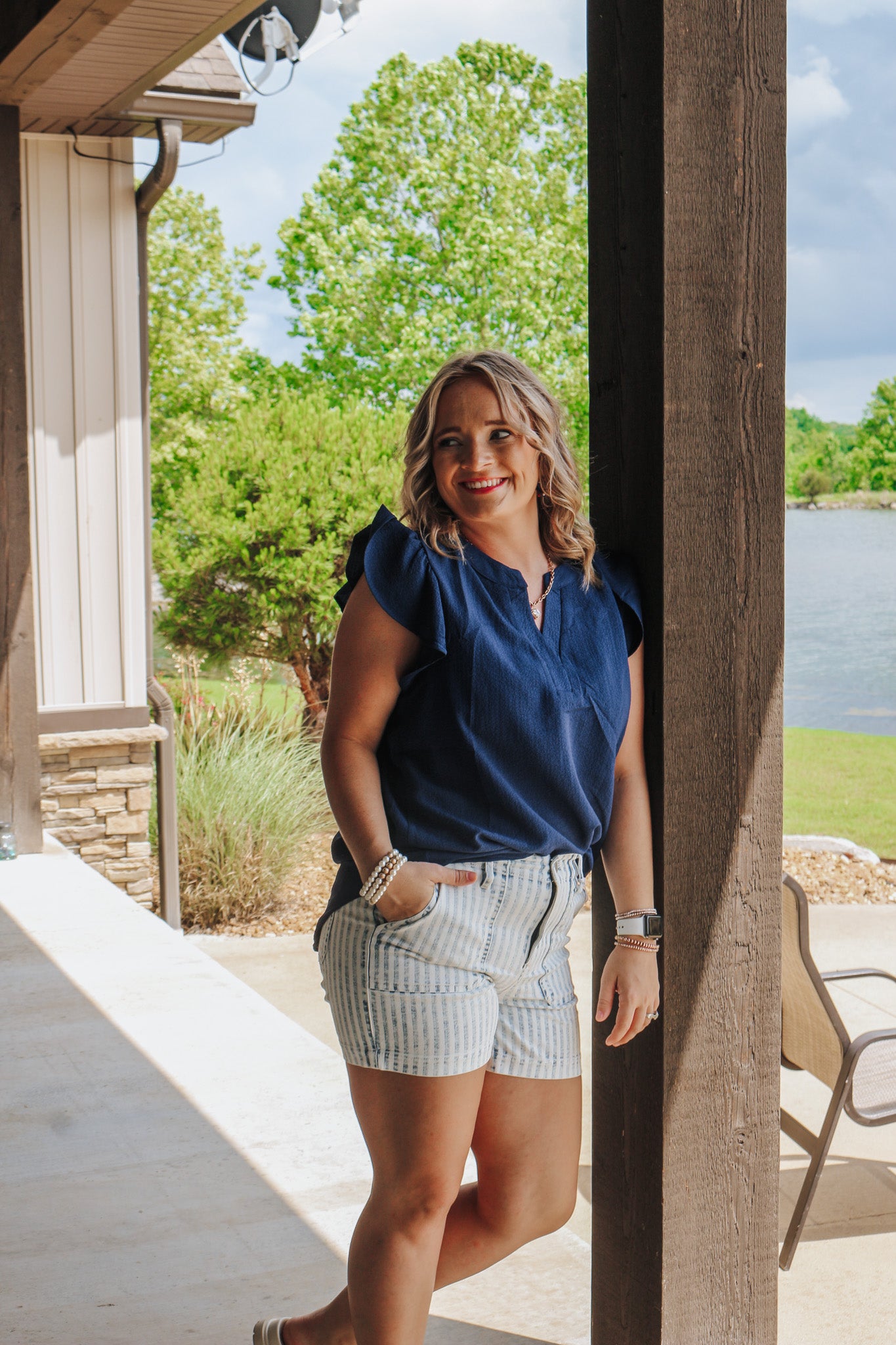 Up In The Air Navy Blouse