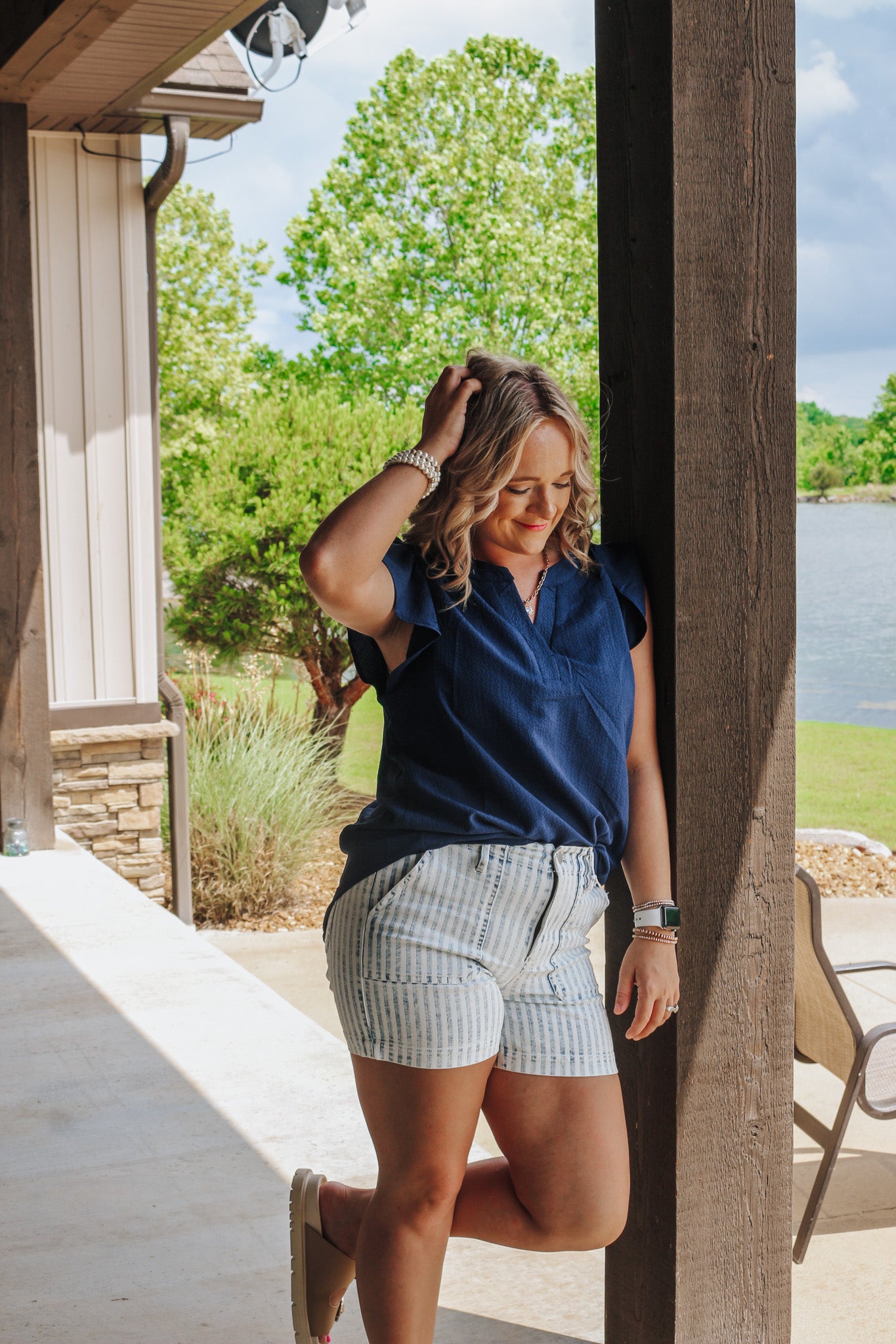 Up In The Air Navy Blouse