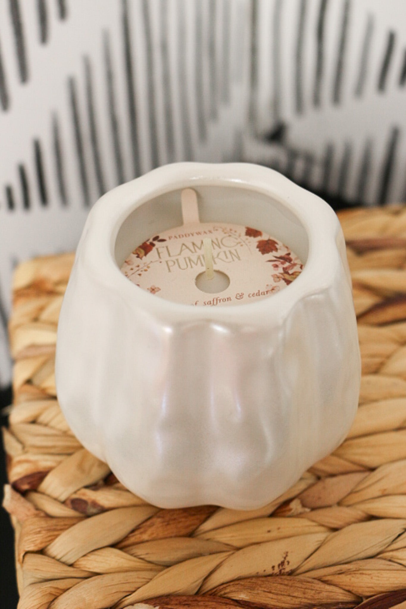 White Metallic Pumpkin Candle
