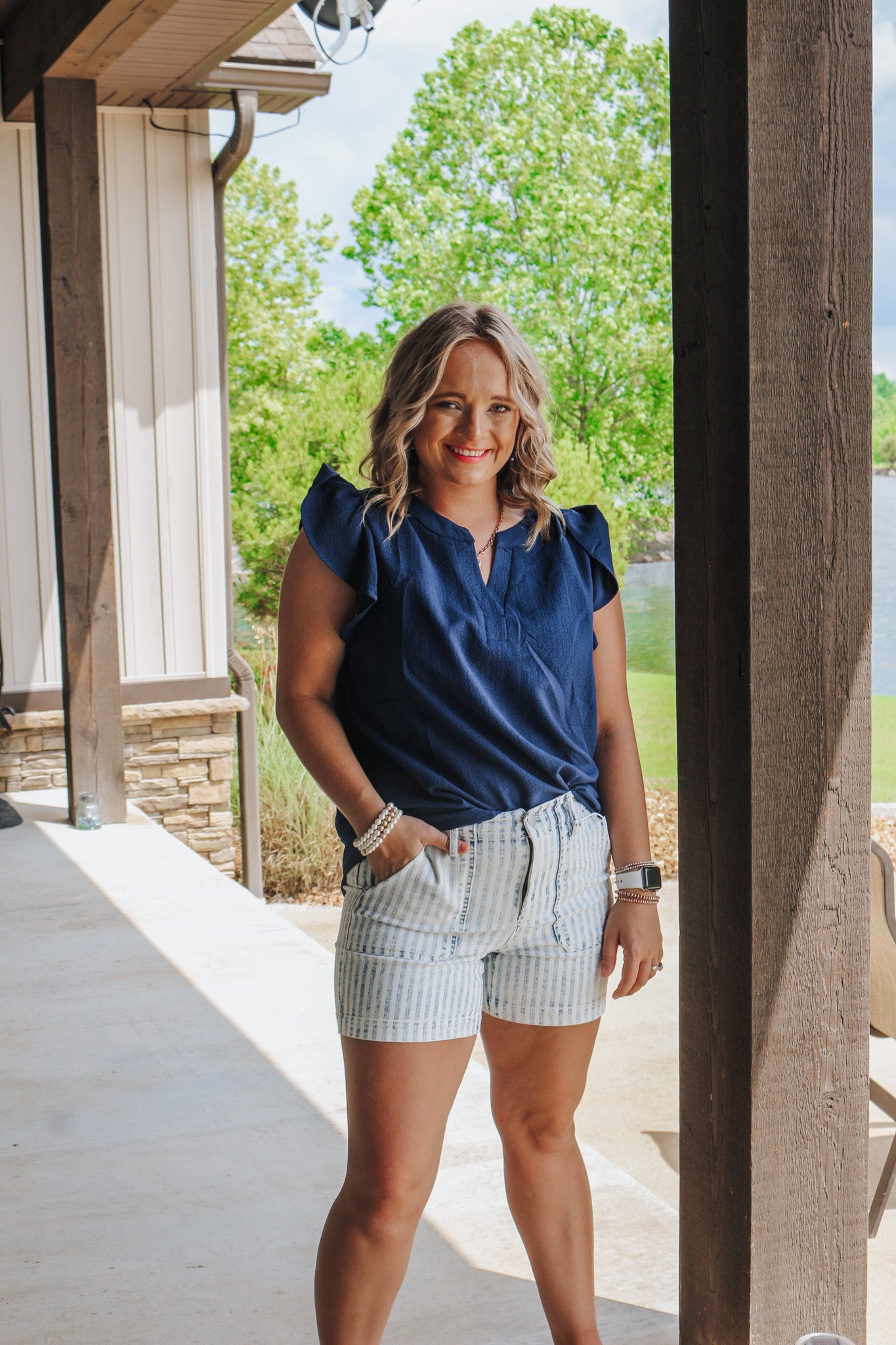 Up In The Air Navy Blouse