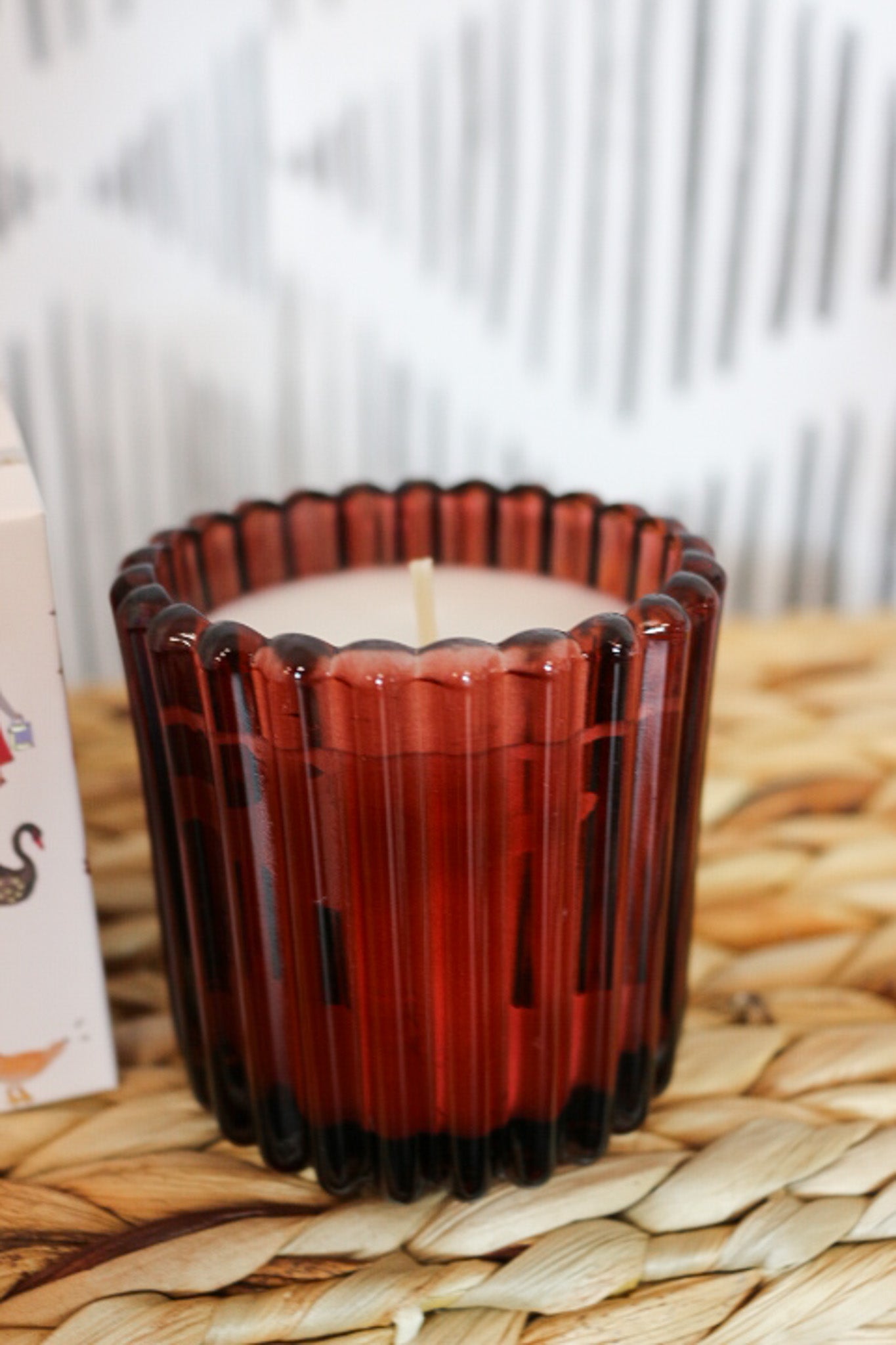 Winter Berry Red Glass Holiday Candle