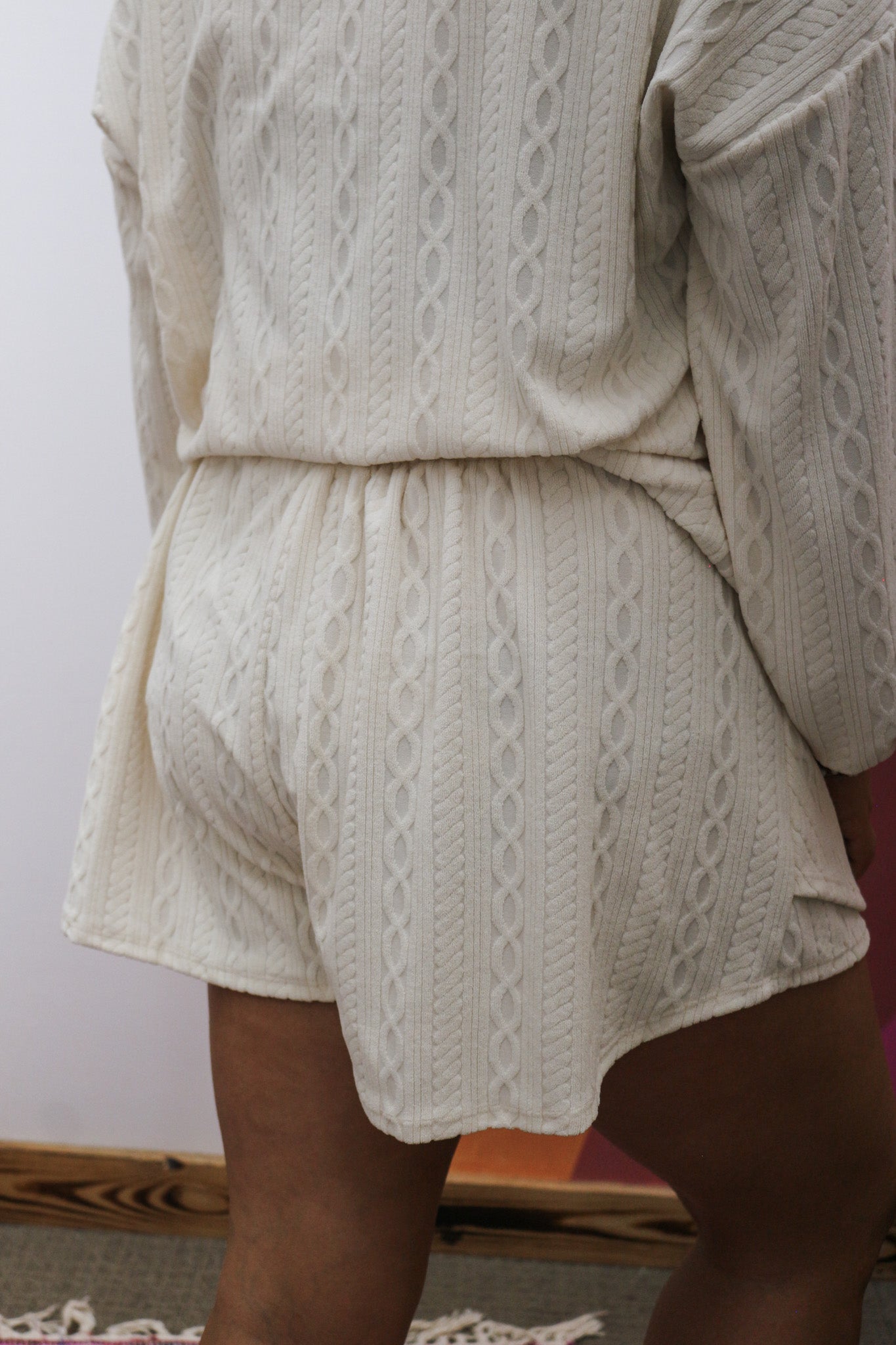 Role Call Ivory Ribbed Skort