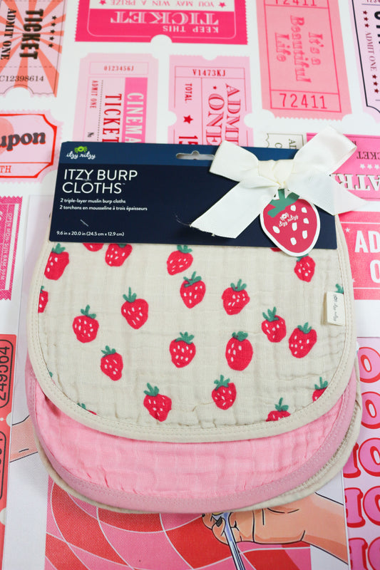 Itzy Burp Cloths- Strawberries & Cream