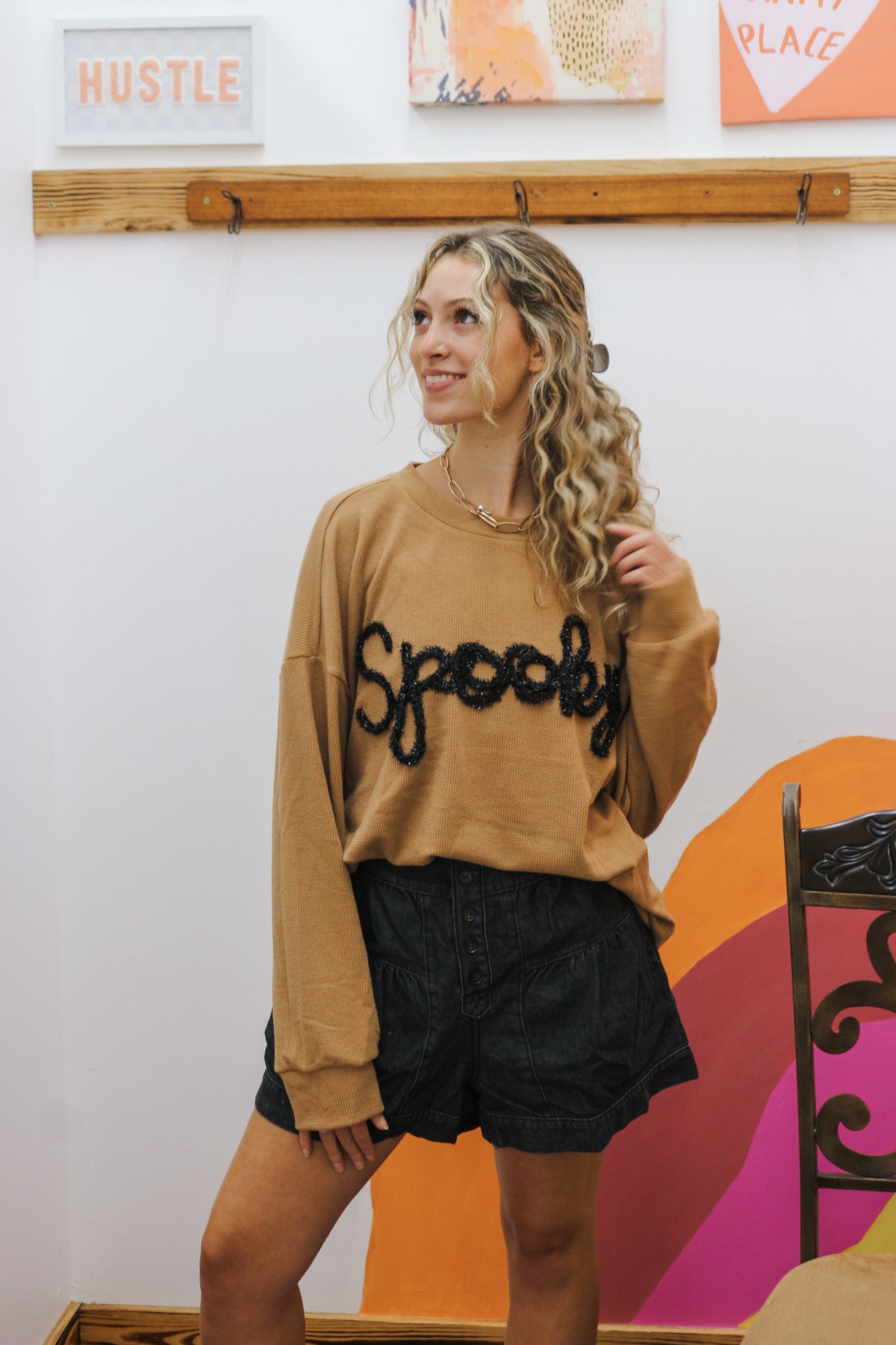 Spooky Knit Brown Black Top