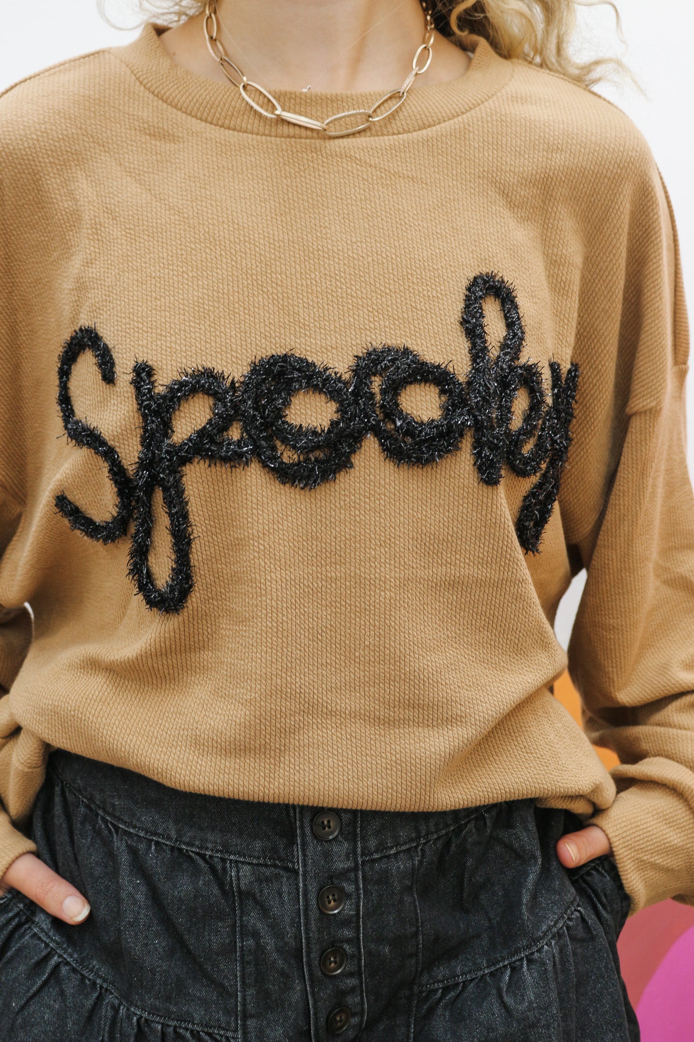 Spooky Knit Brown Black Top