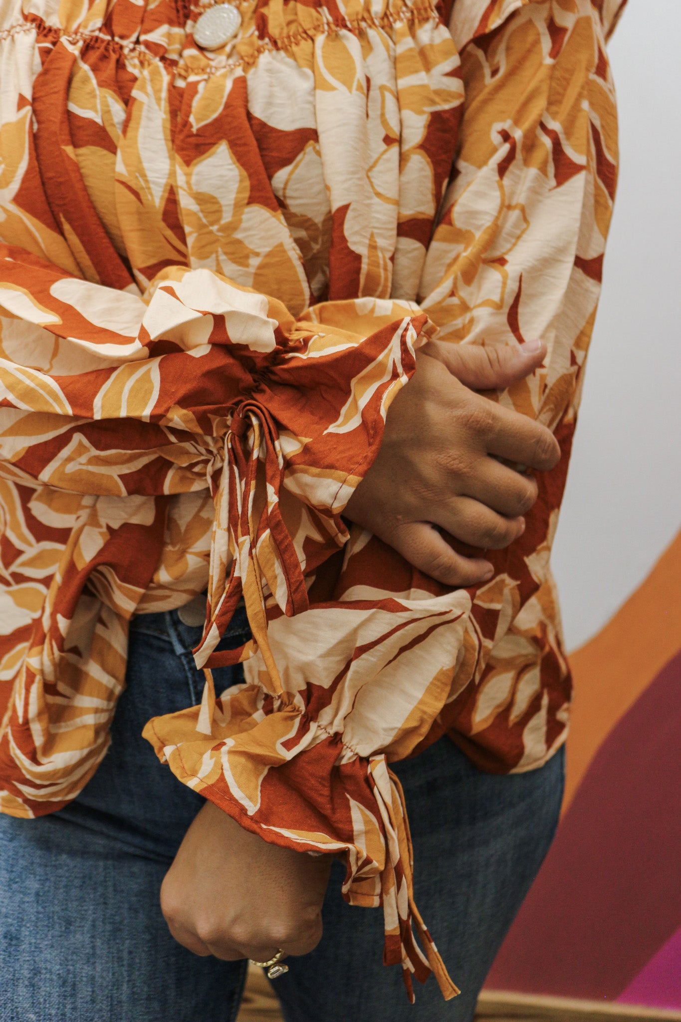 The Way Things Go Rust Floral Blouse