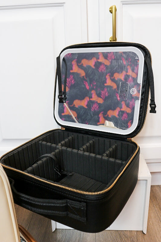 Leather LED Mirror Travel Bag -3 Colors