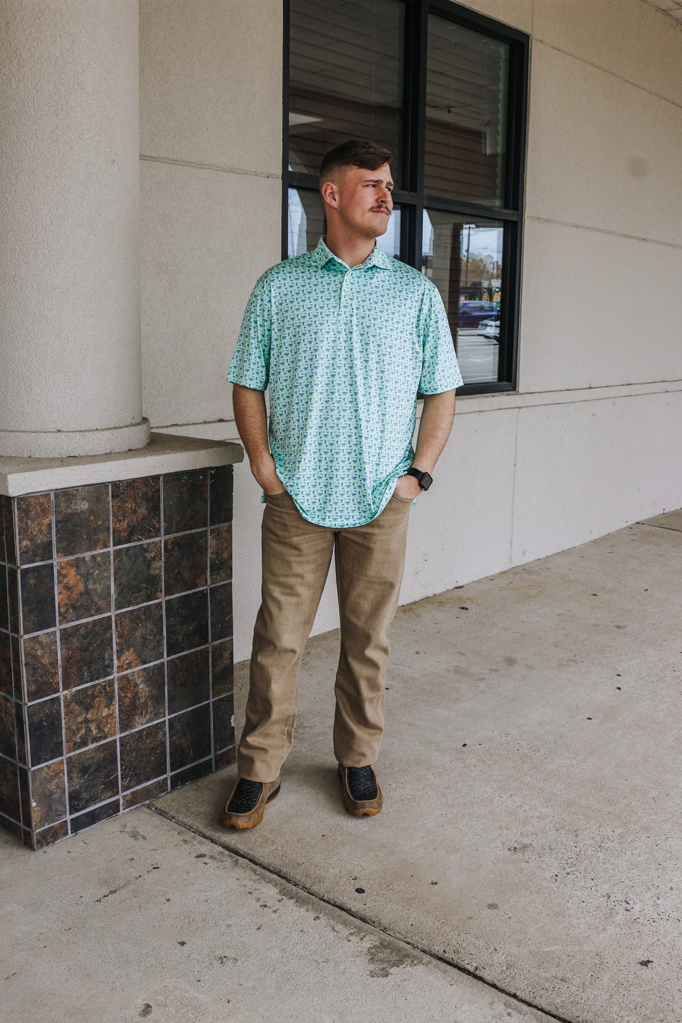 Men's Southern Marsh Performance Polo- Mint Thoroughbred