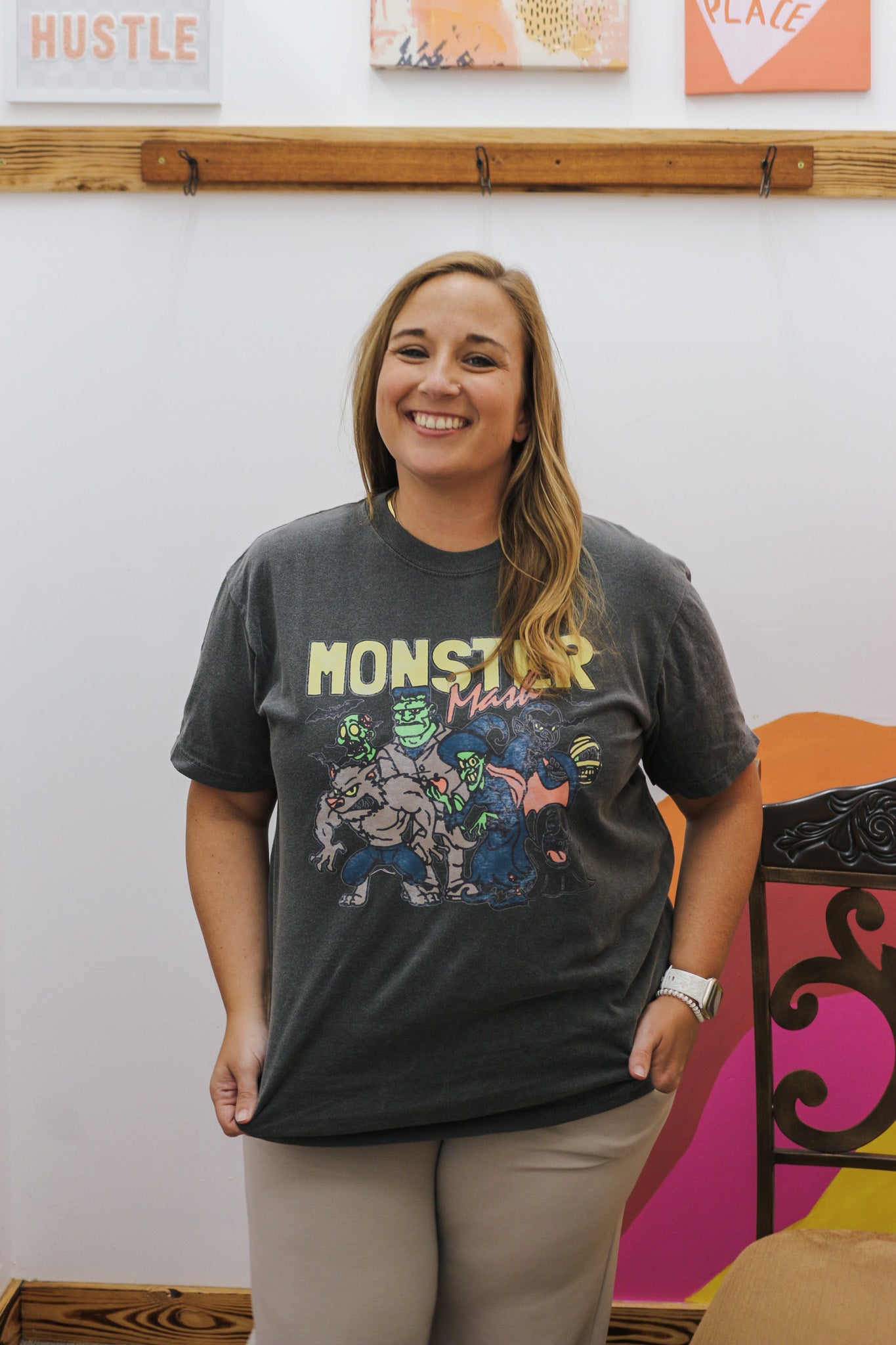 Monster Mash Halloween Grey Graphic Tee