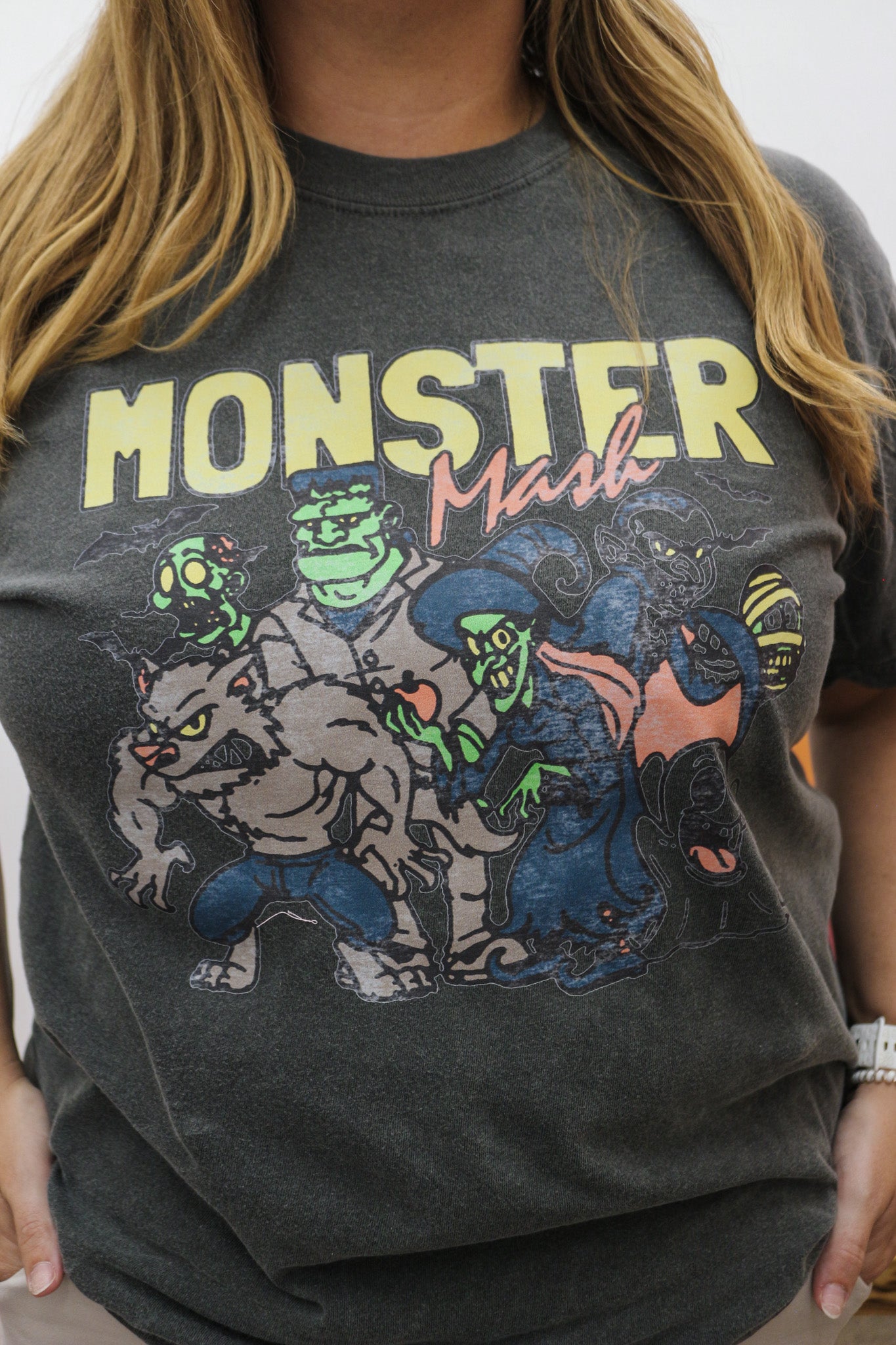 Monster Mash Halloween Grey Graphic Tee