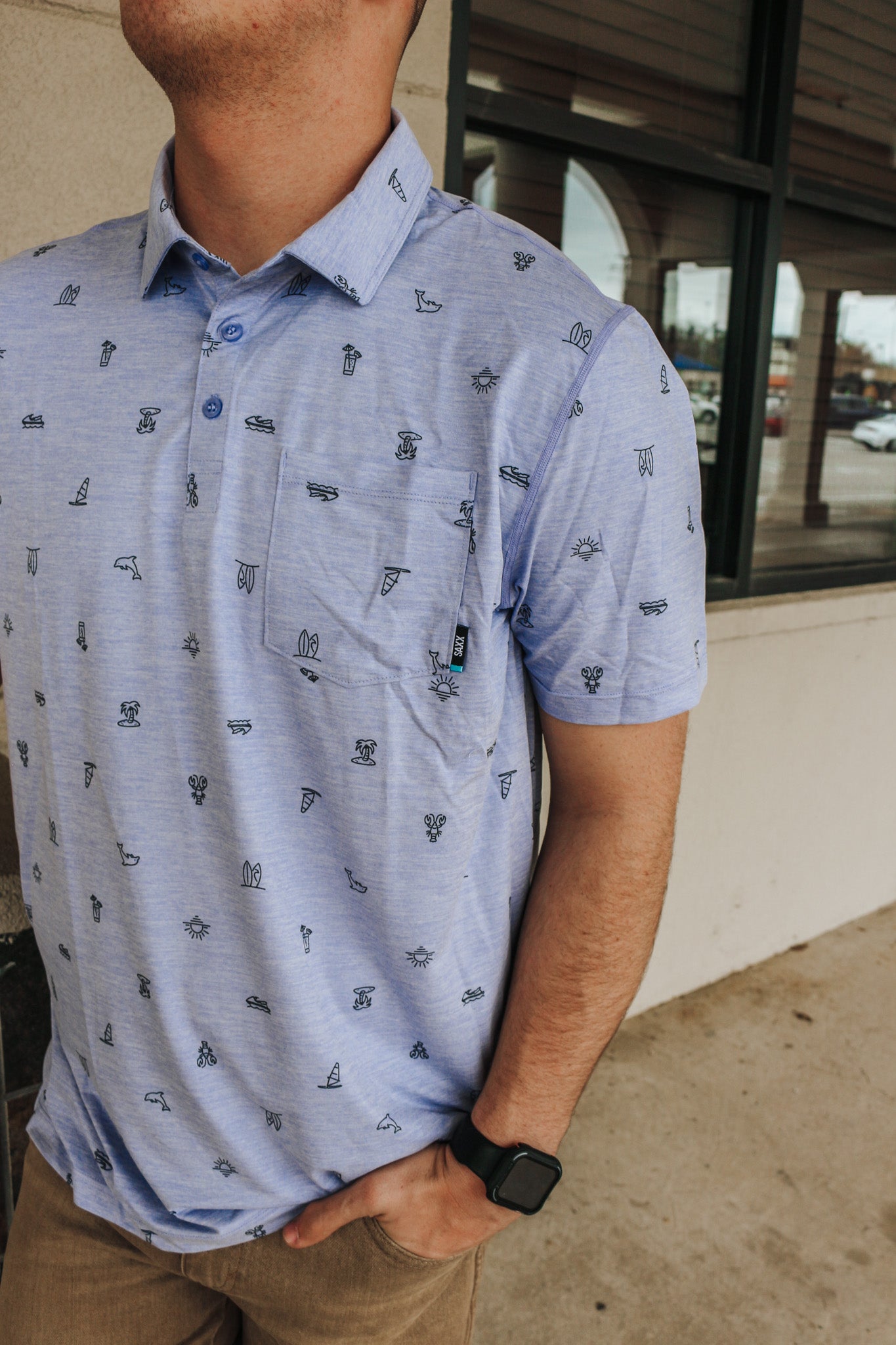 Drop Temp All Day Cooling Polo- Lavender Heather