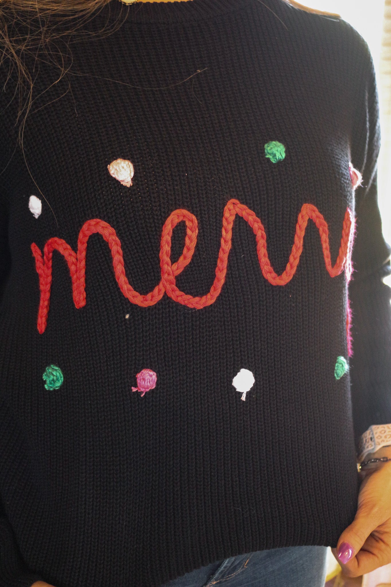 Merry Black Knit Christmas Sweater