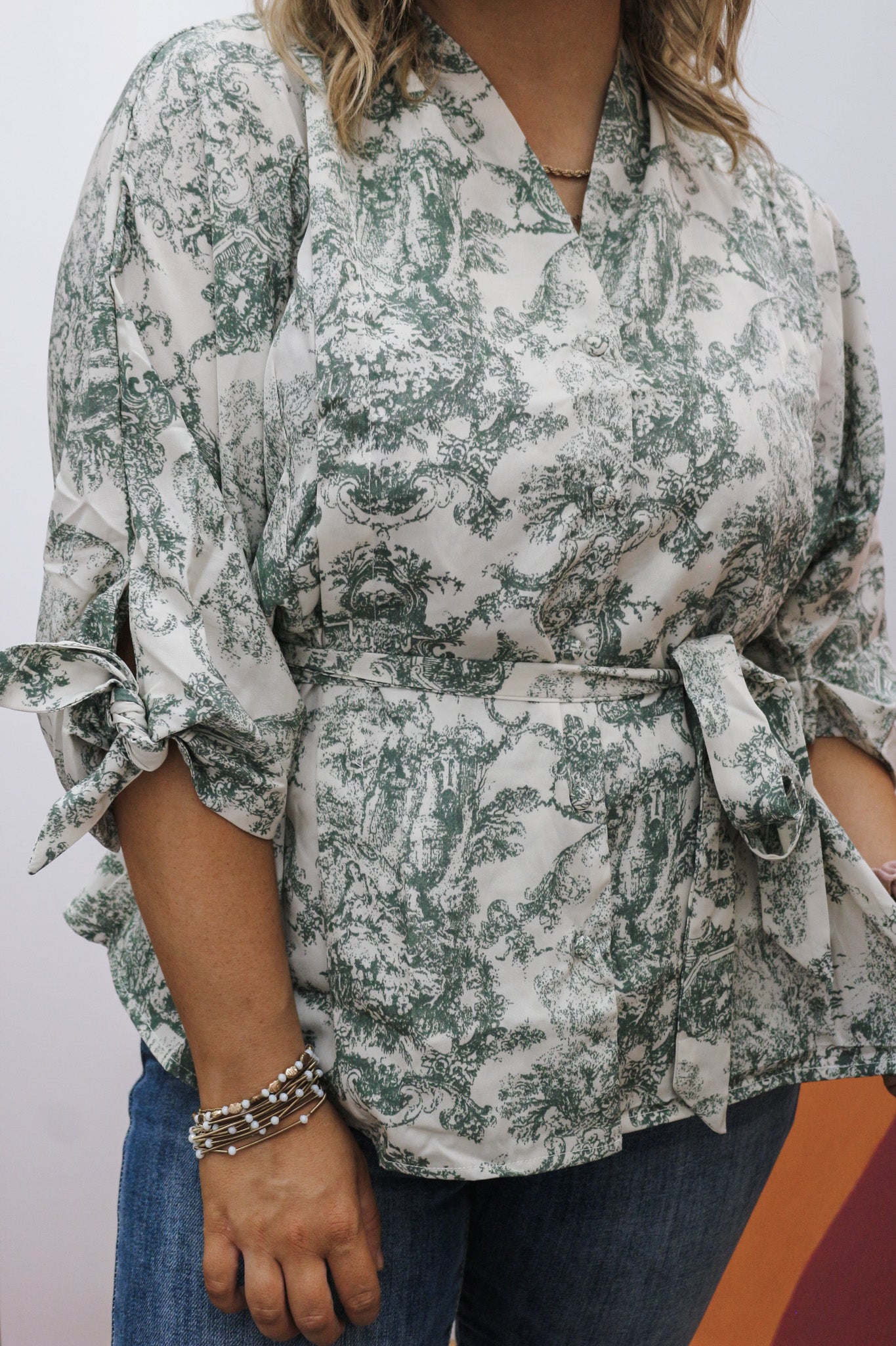 A Place To Call Yours Cream Green Floral Blouse