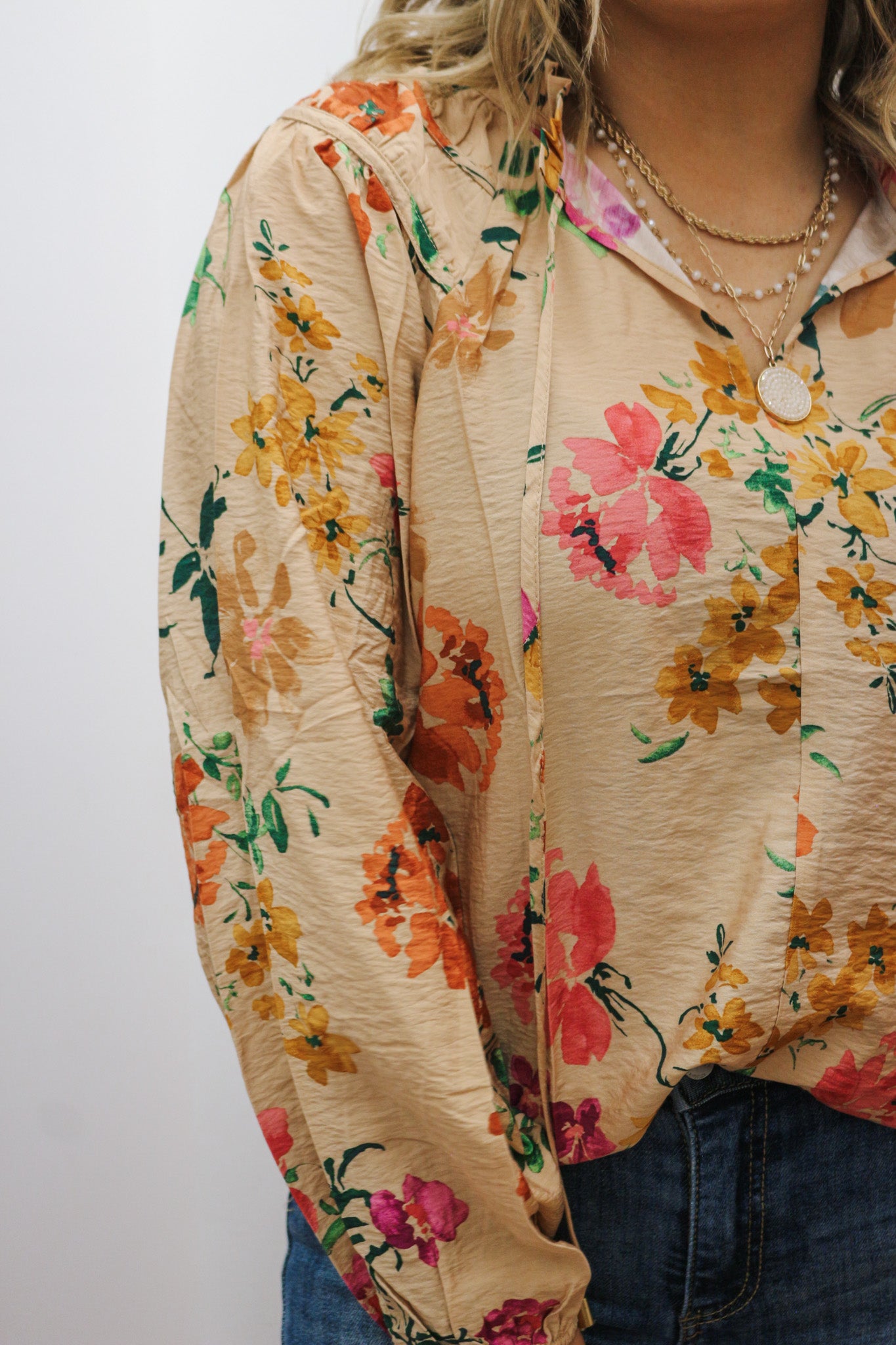 Been There Done That Taupe Floral Blouse